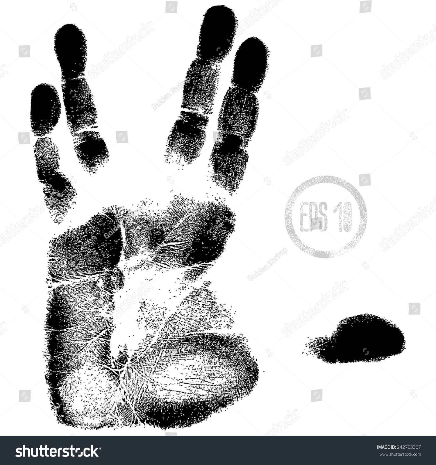 Black Print Hand On White Background Stock Vector 242763367 - Shutterstock