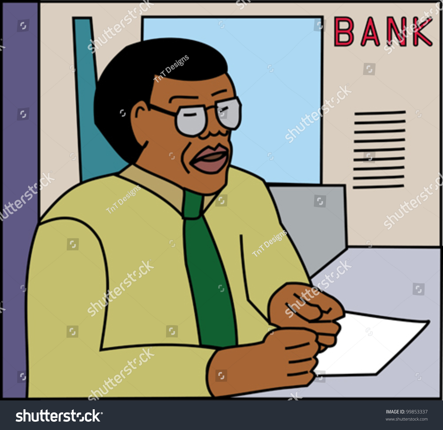 Black Professional Bank Manager Desk Stock Vector Royalty Free