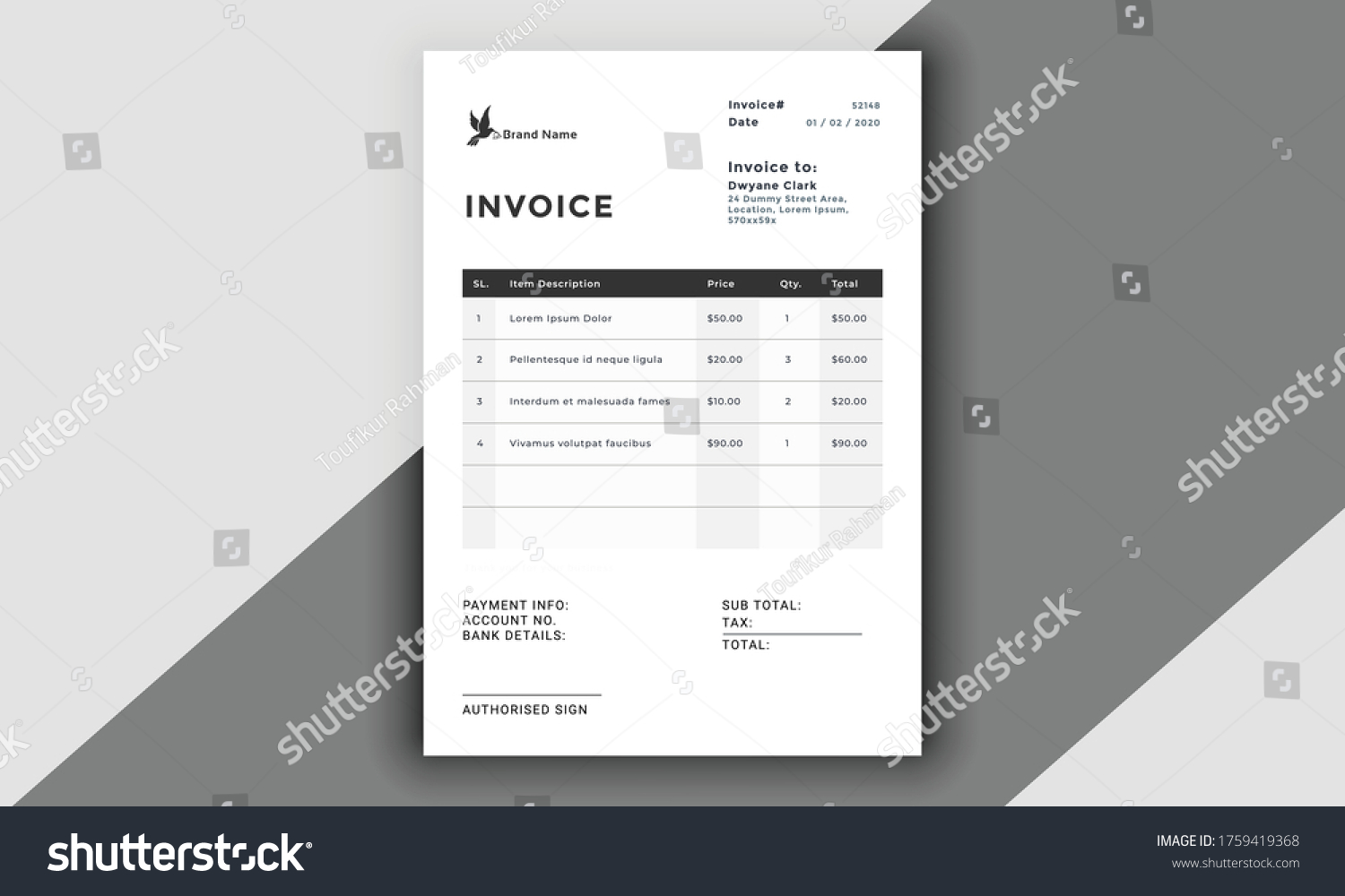 Black And White Invoice Template Images Stock Photos Vectors