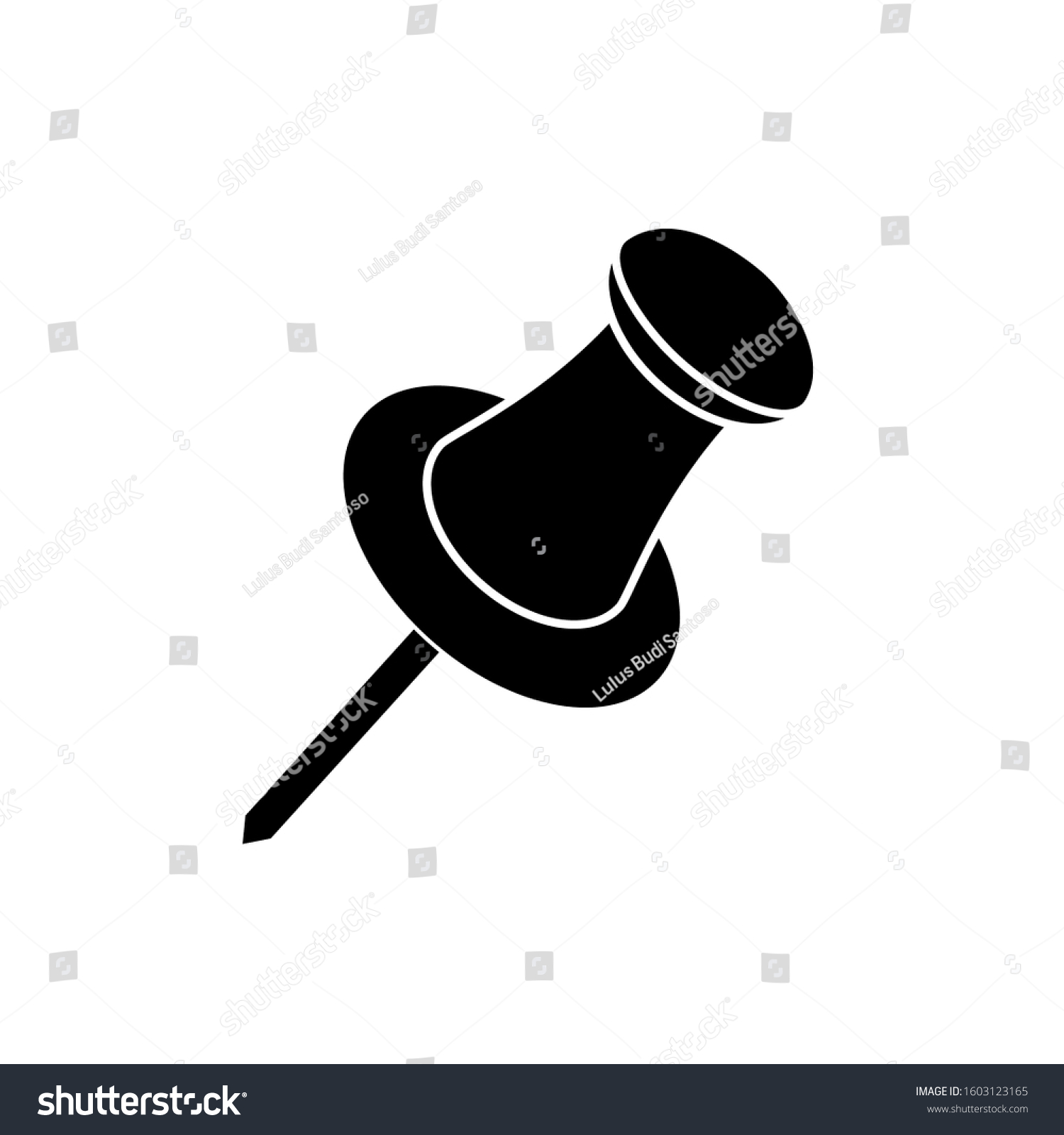 Black Push Pin Icon White Background Stock Vector (Royalty Free) 1603123165