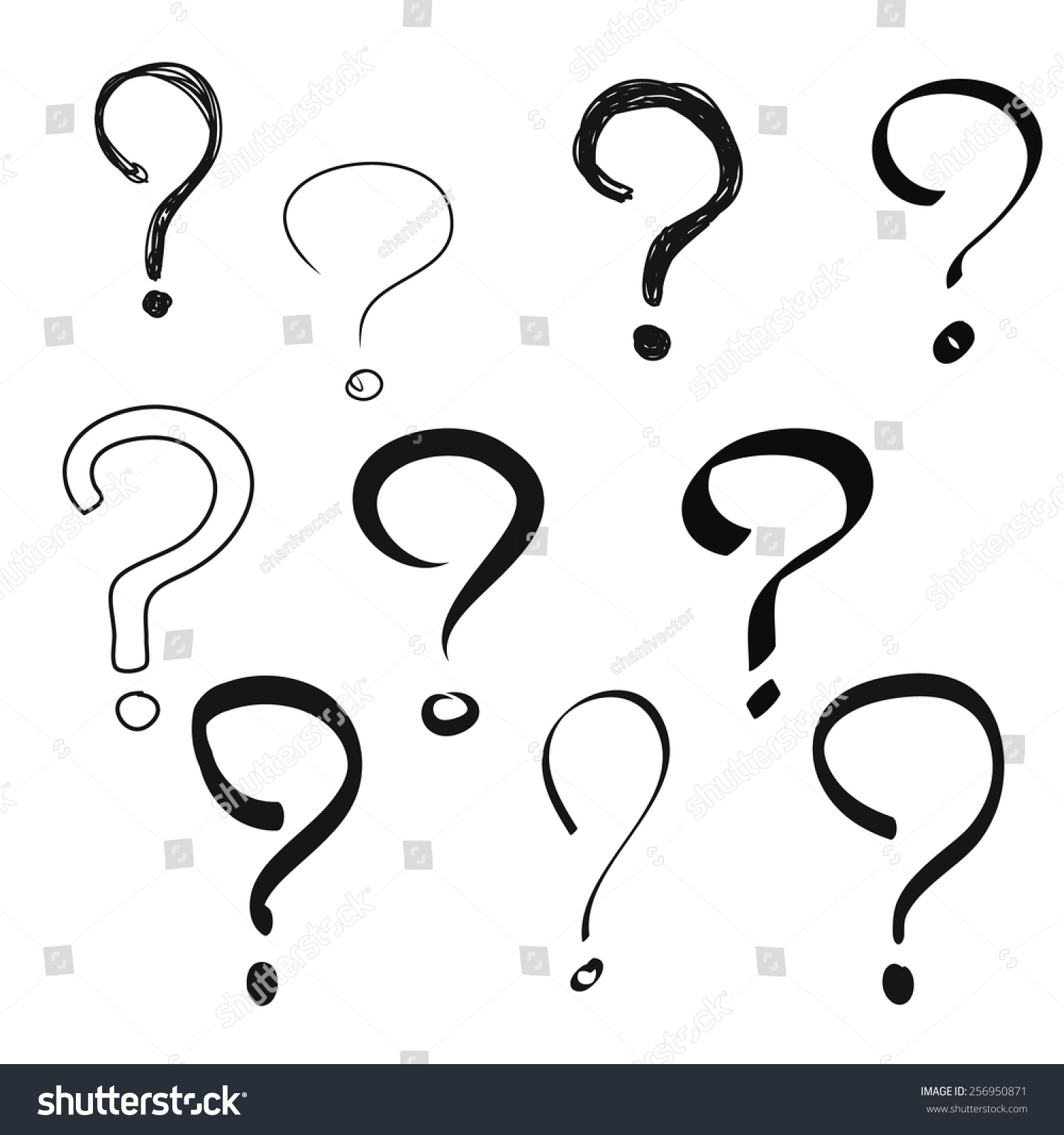 Black Question Mark Hand Drawn Vector Stock Vector (Royalty Free) 256950871