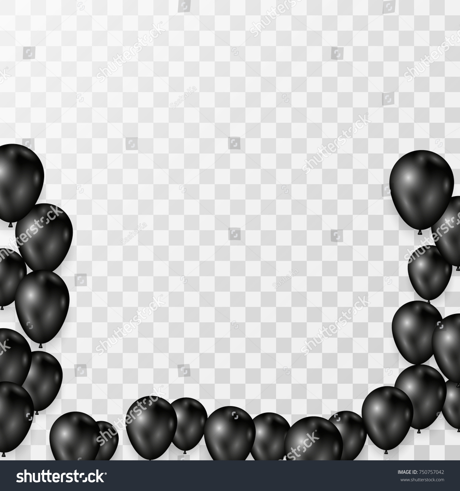 Black Realistic Balloons Black Ball Isolated Stock Vector (Royalty Free ...