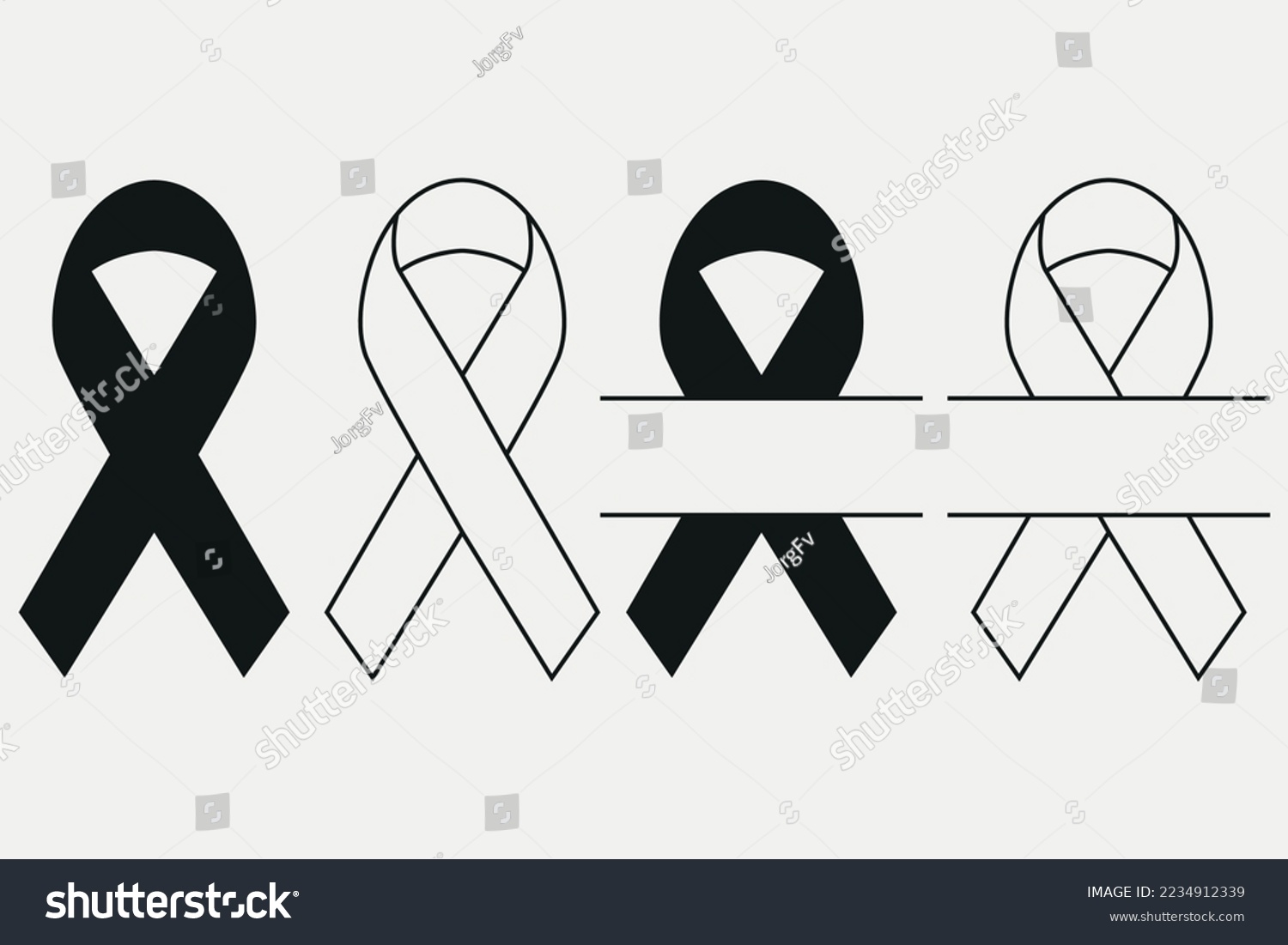 SVG of black ribbon breast cancer awareness symbol monogram vector illustration svg