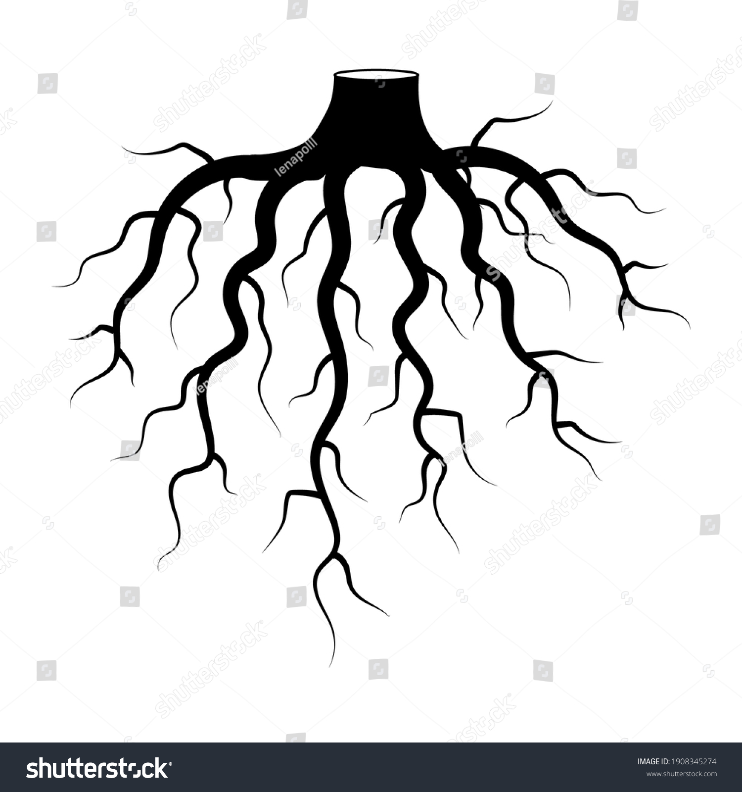 Black Root Realistic Tree Root Vector Stock Vector (Royalty Free ...