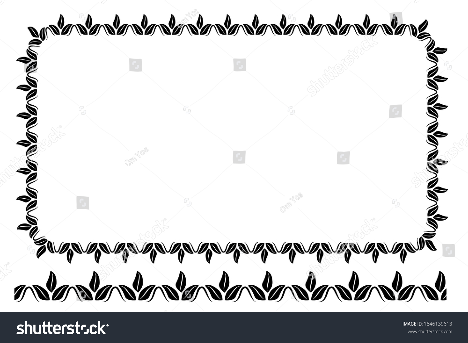 Black Rounded Corner Rectangle Floral Frame Stock Vector (Royalty Free ...