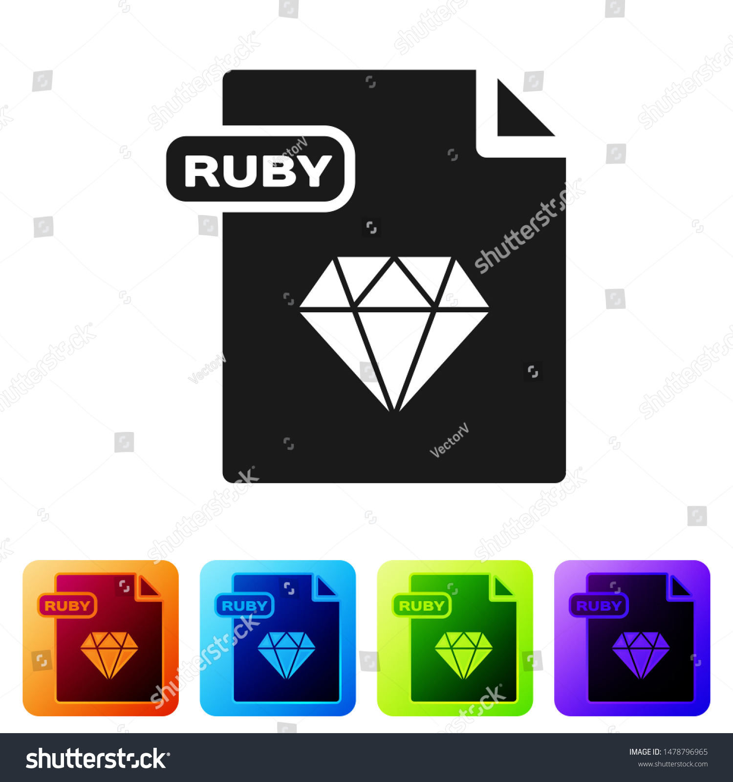 Black Ruby File Document Download Ruby Stock Vector Royalty Free