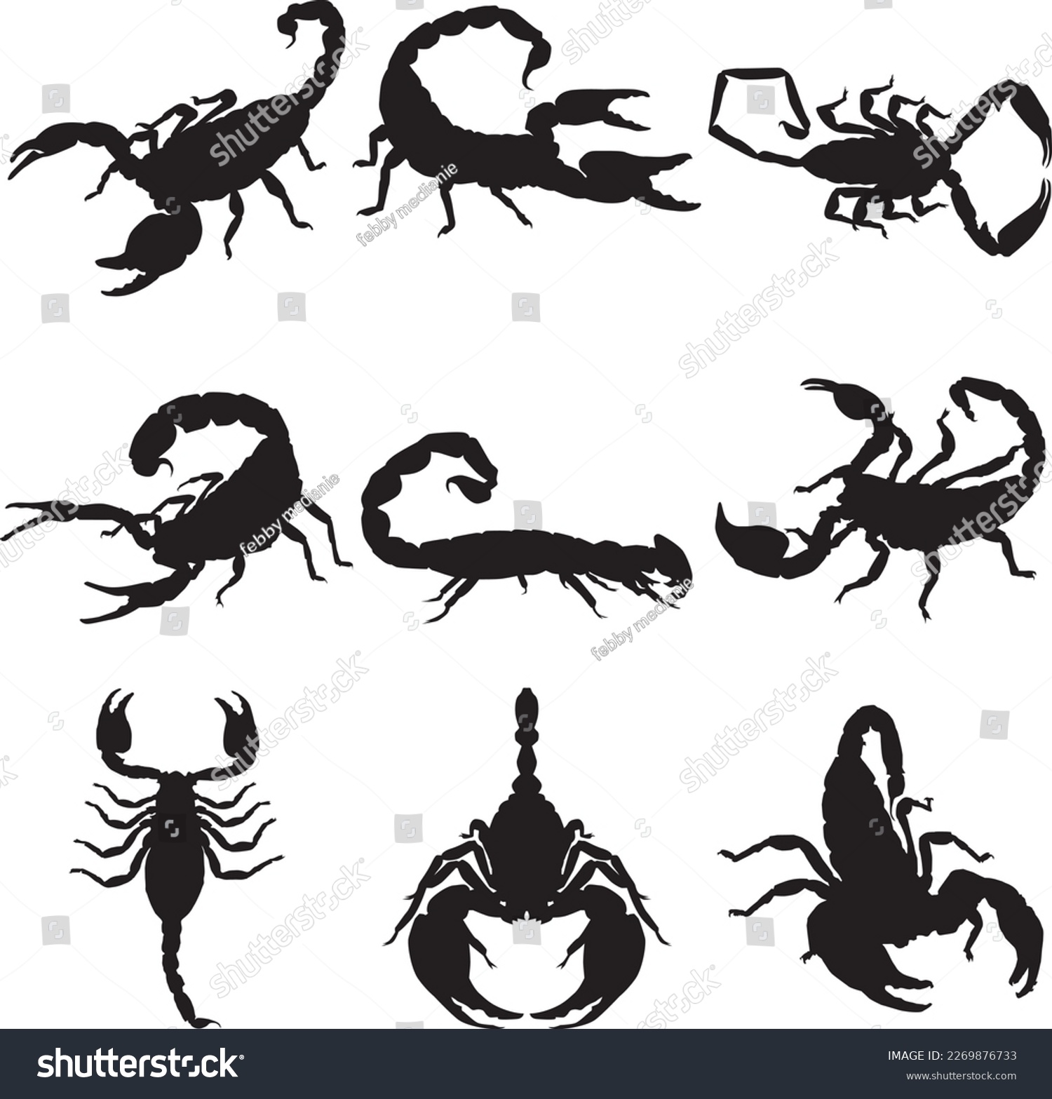 SVG of Black scorpion silhouette isolated on white, Silhouettes of various types of scorpion. svg