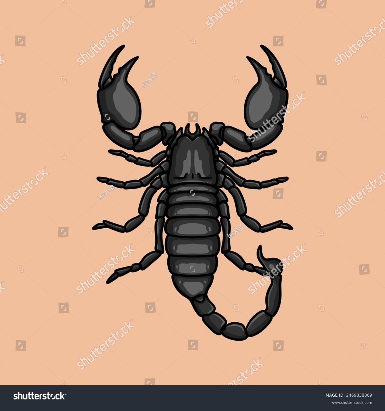 black scorpion on peach background clip art preview
