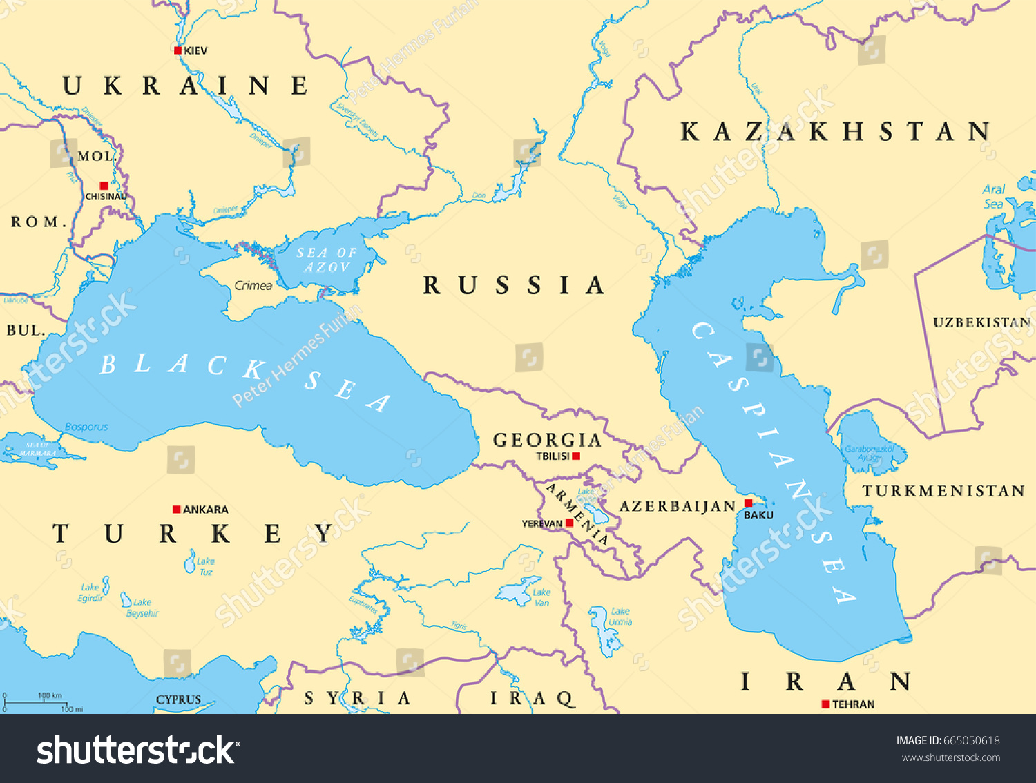 Black Sea Caspian Sea Region Political Stock Vector (Royalty Free ...