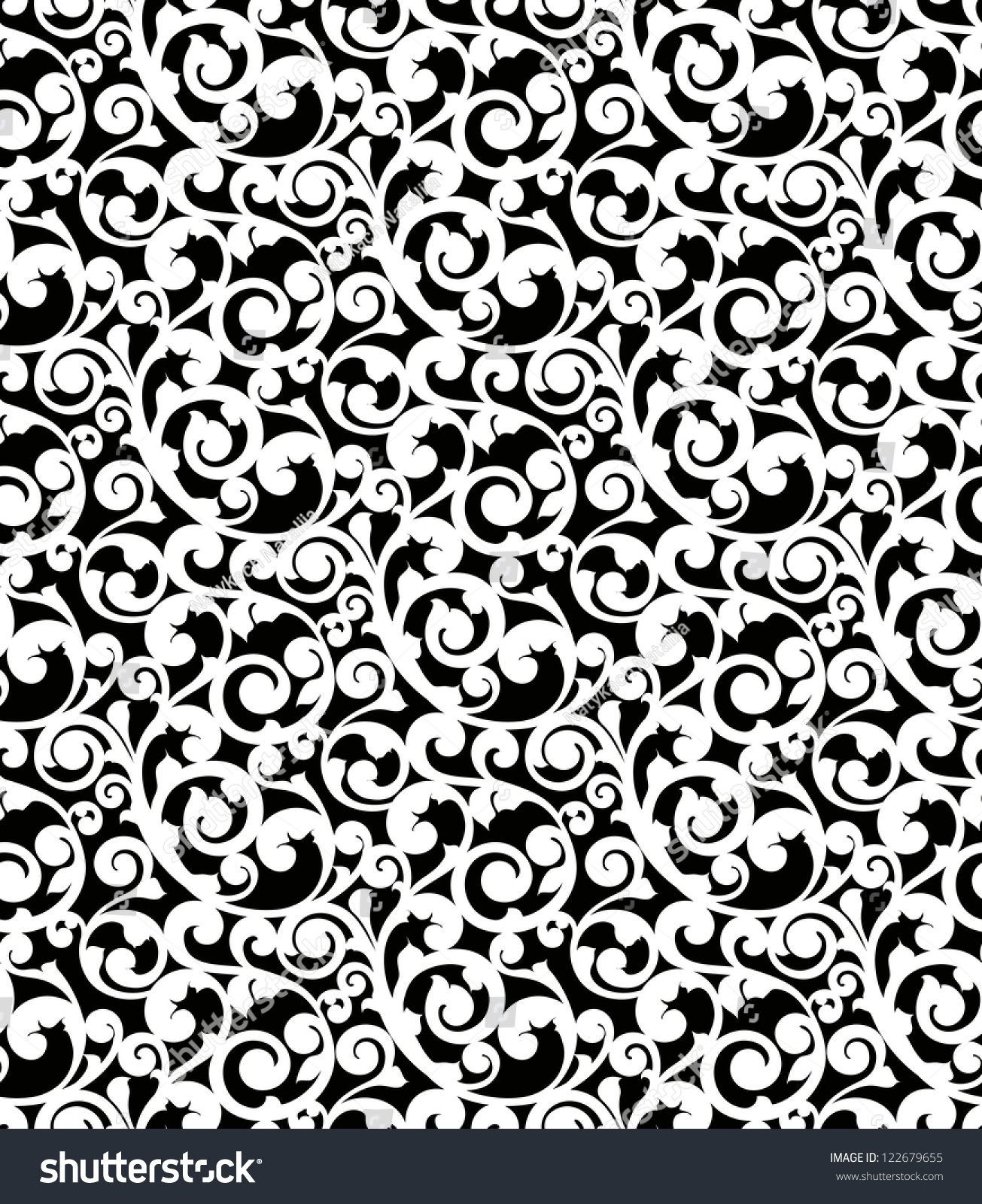 Black Seamless Pattern, Vector Silhouette - 122679655 : Shutterstock