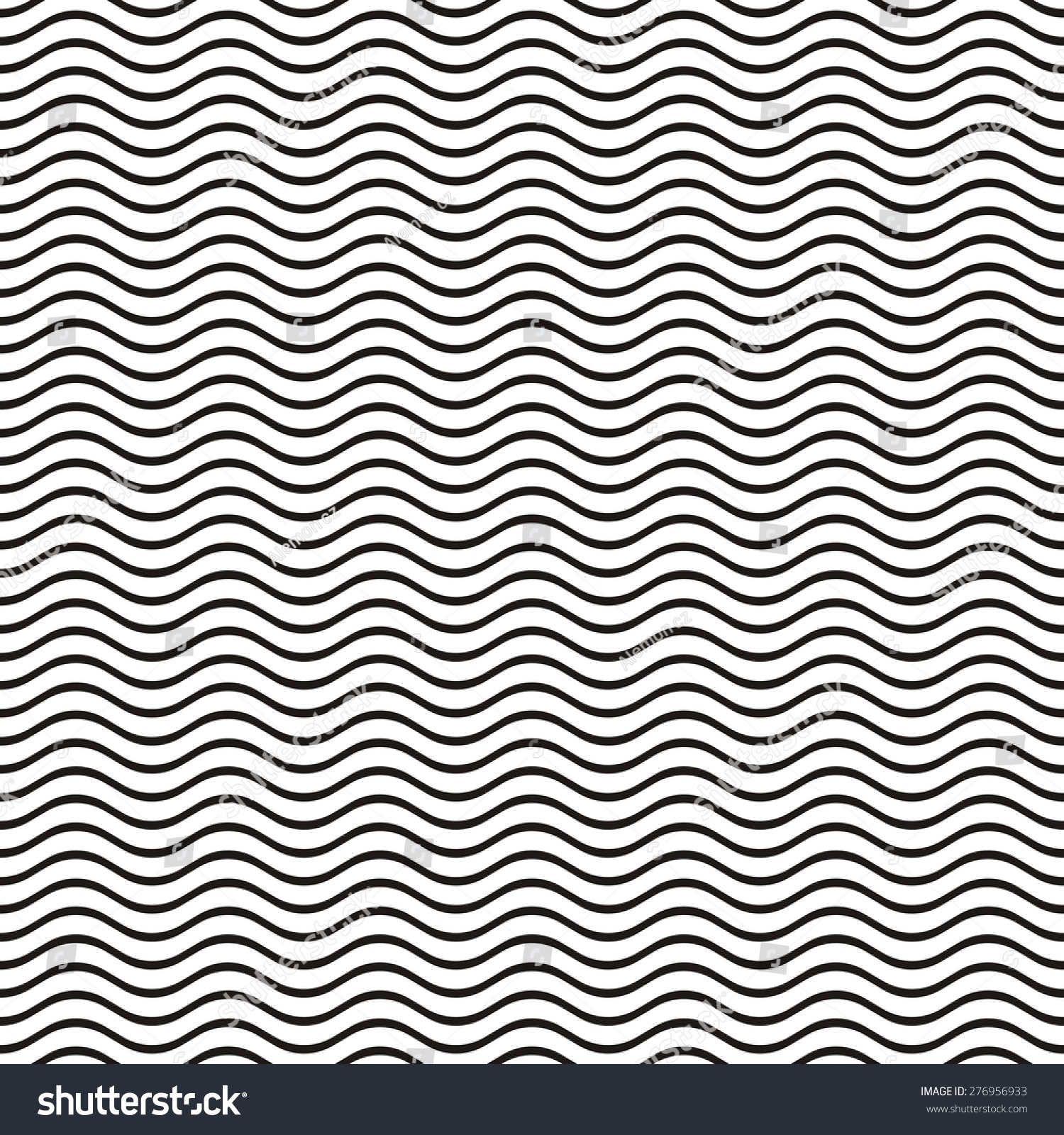 Black Seamless Wavy Line Pattern Vector Illustration - 276956933 ...