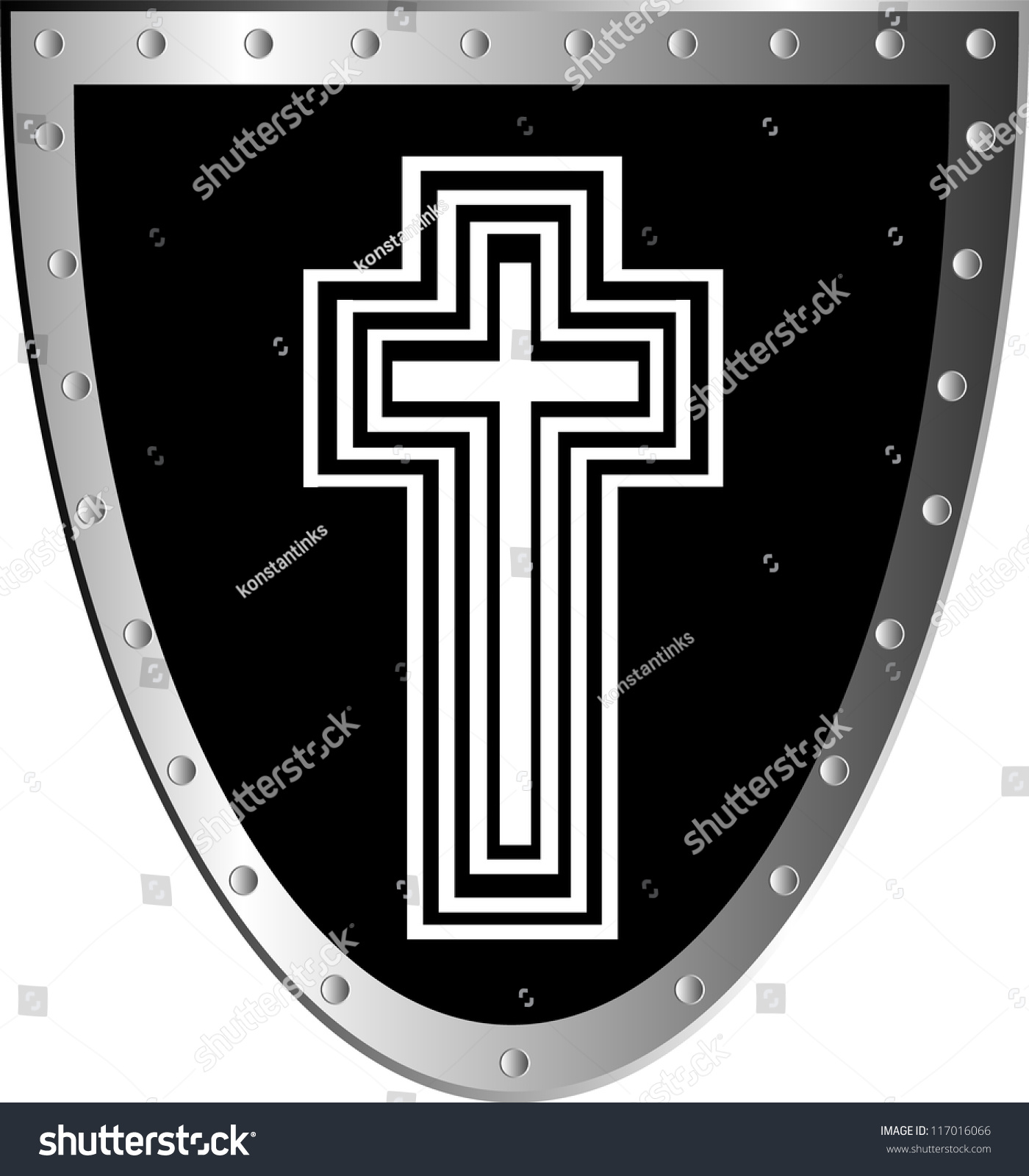 Black Shield White Cross Isolated On Stock Vector 117016066 - Shutterstock