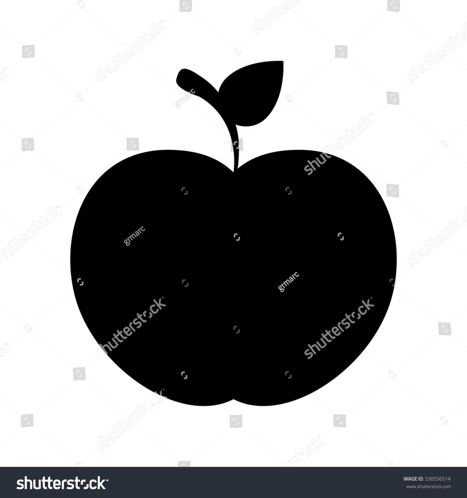 Black Silhouette Apple Stem Leafs Stock Vector (Royalty Free) 530556514 ...