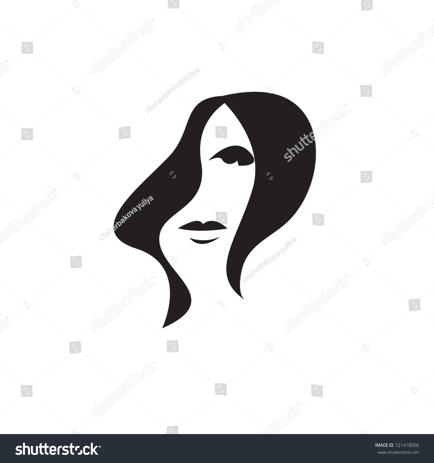 Black Silhouette Head Face Woman Isolated Stock Vector (Royalty Free ...