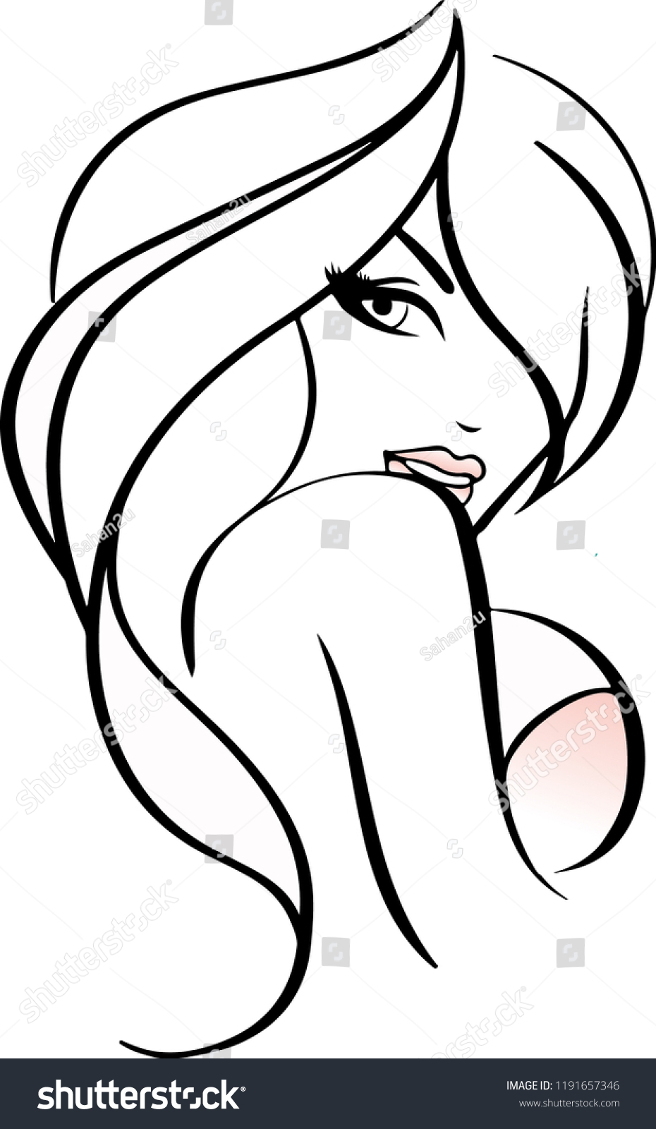 Black Silhouette Line Art Sexy Fashion Stock Vector Royalty Free 1191657346 1146