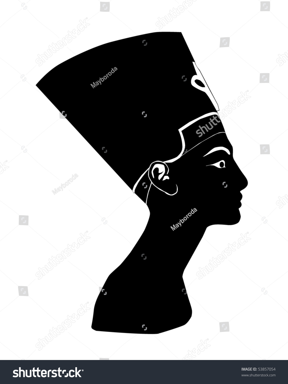 Black Silhouette Nefertiti On White Background Stock Vector 53857054 ...