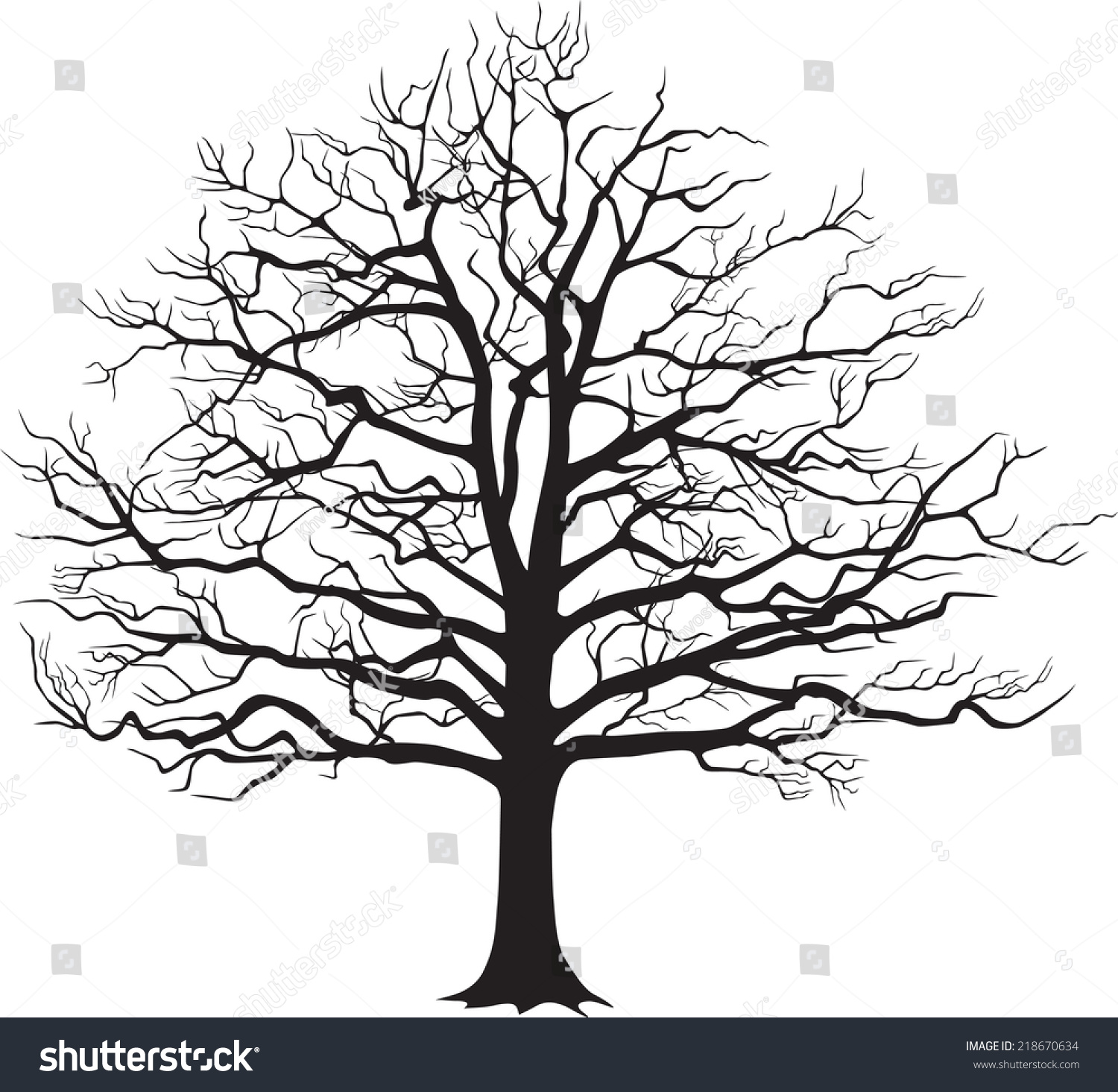 Download Black Silhouette Bare Tree Vector Illustration Stock ...