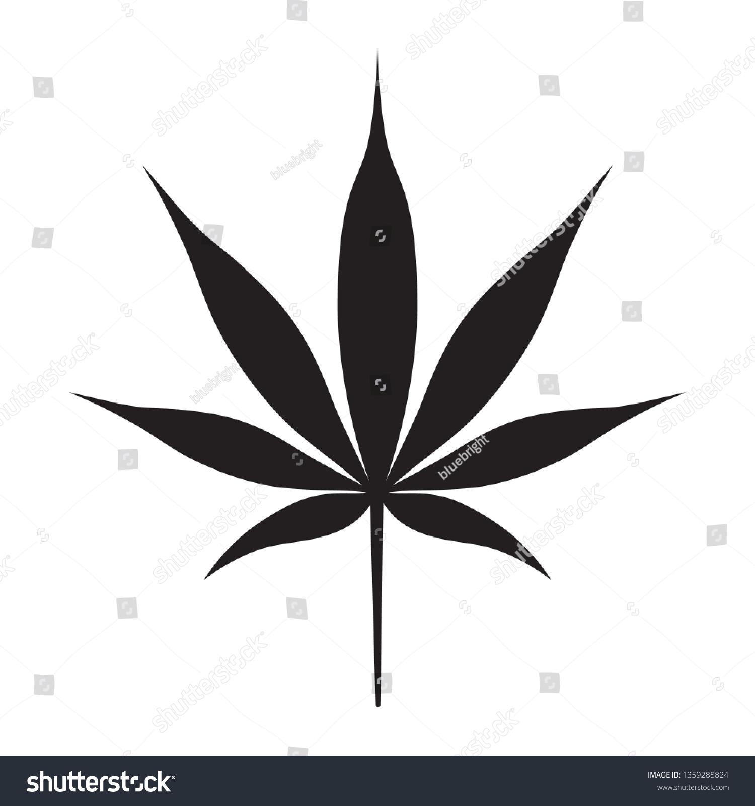 Black Silhouette Cannabis Leaf Isolated On Stock Vector (Royalty Free ...