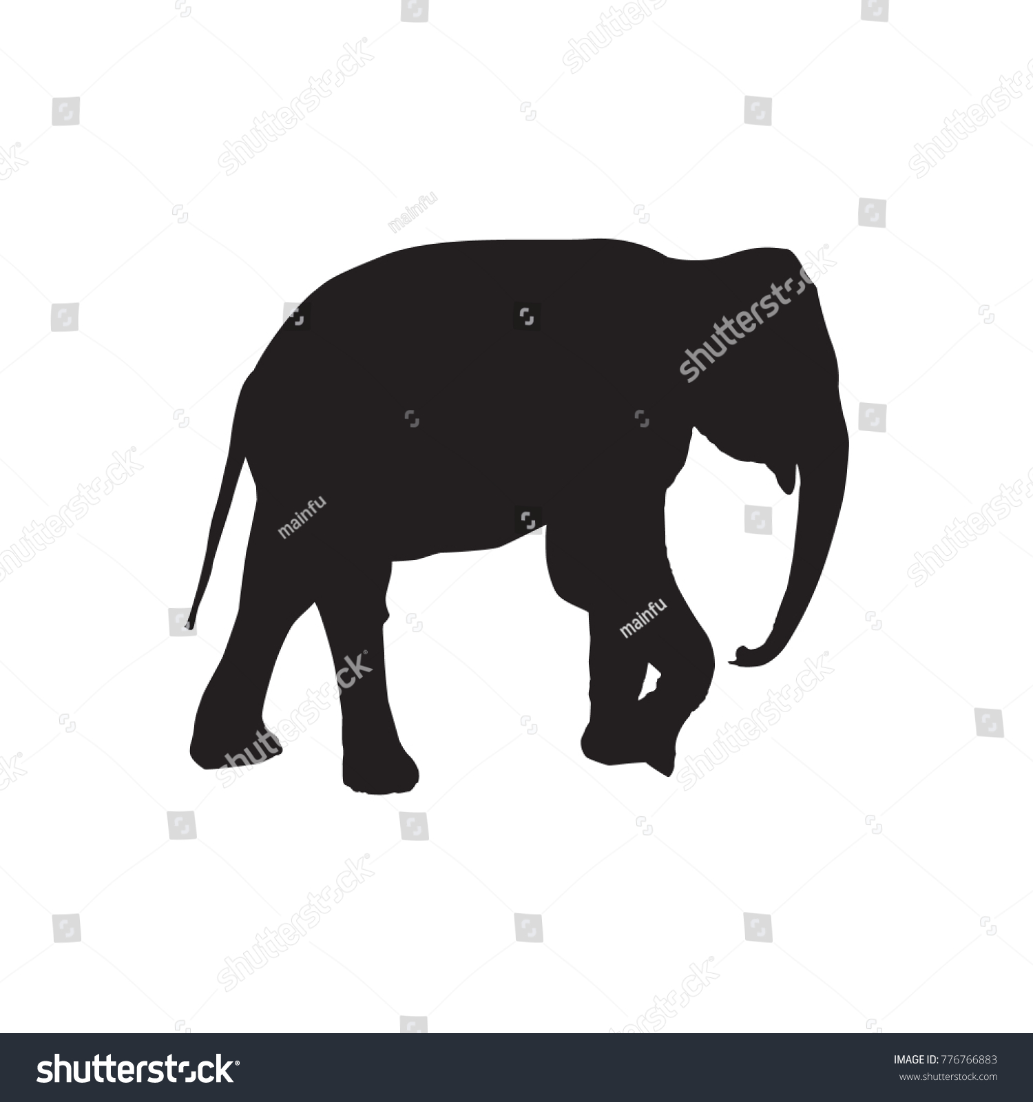 Black Silhouette Elephant Stock Vector (royalty Free) 776766883