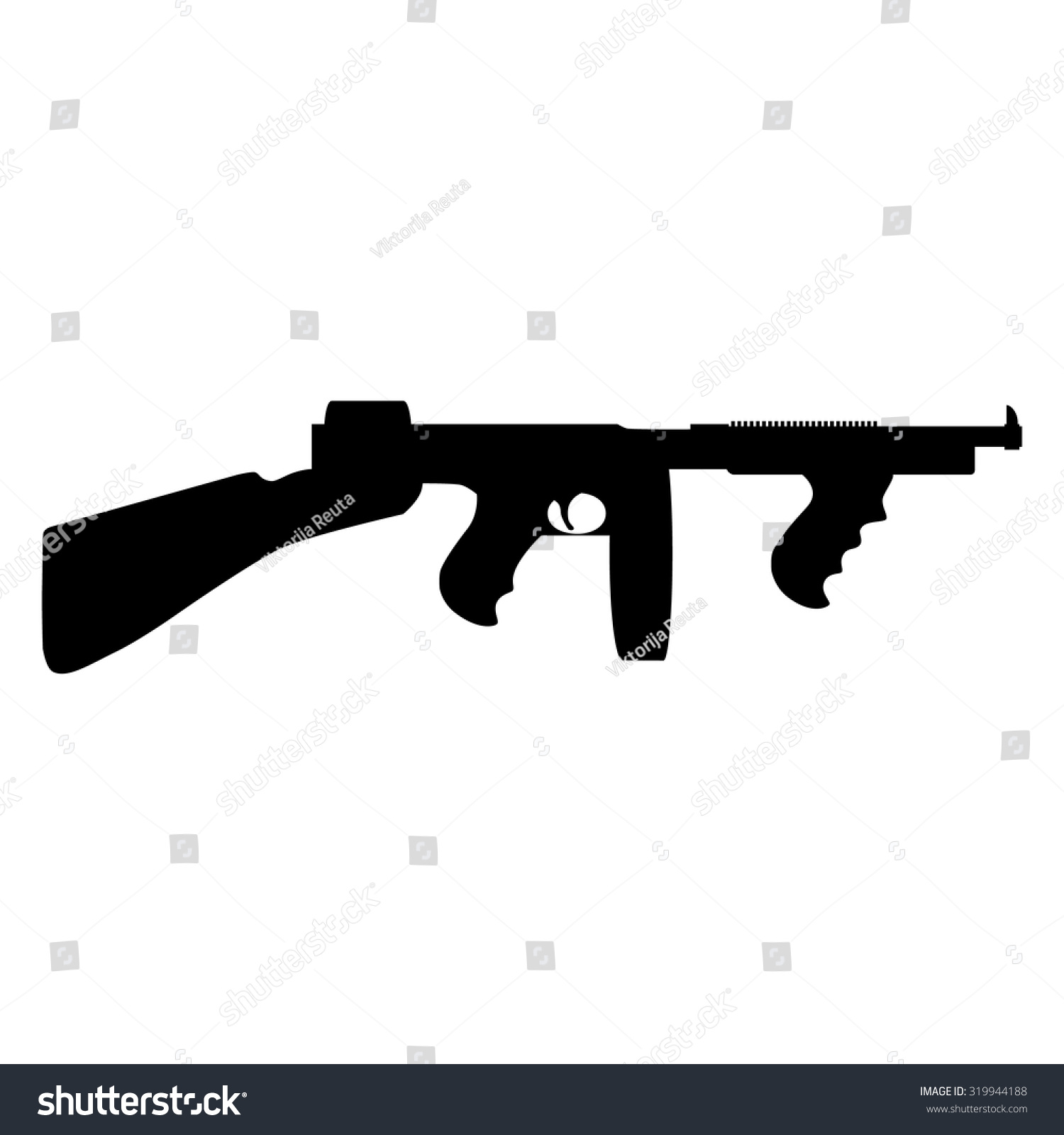 TOMMY GUN Sticker Submachine Gun Silhouette Vinyl Decal Prohibition Trench .45 
