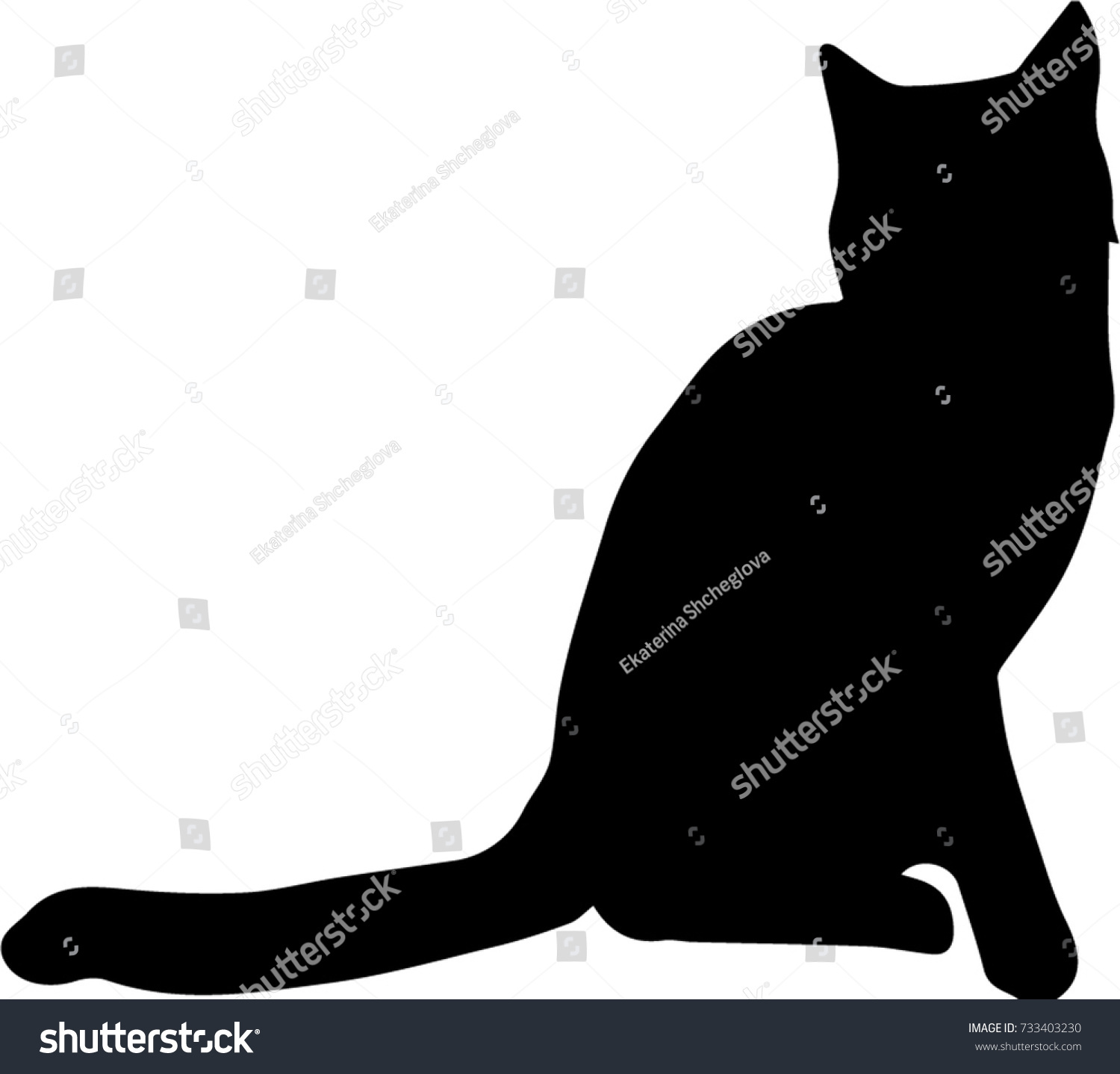 Black Silhouette Cat Isolated White Stock Vector Black Silhouette Cat Isolated White Stock Vector