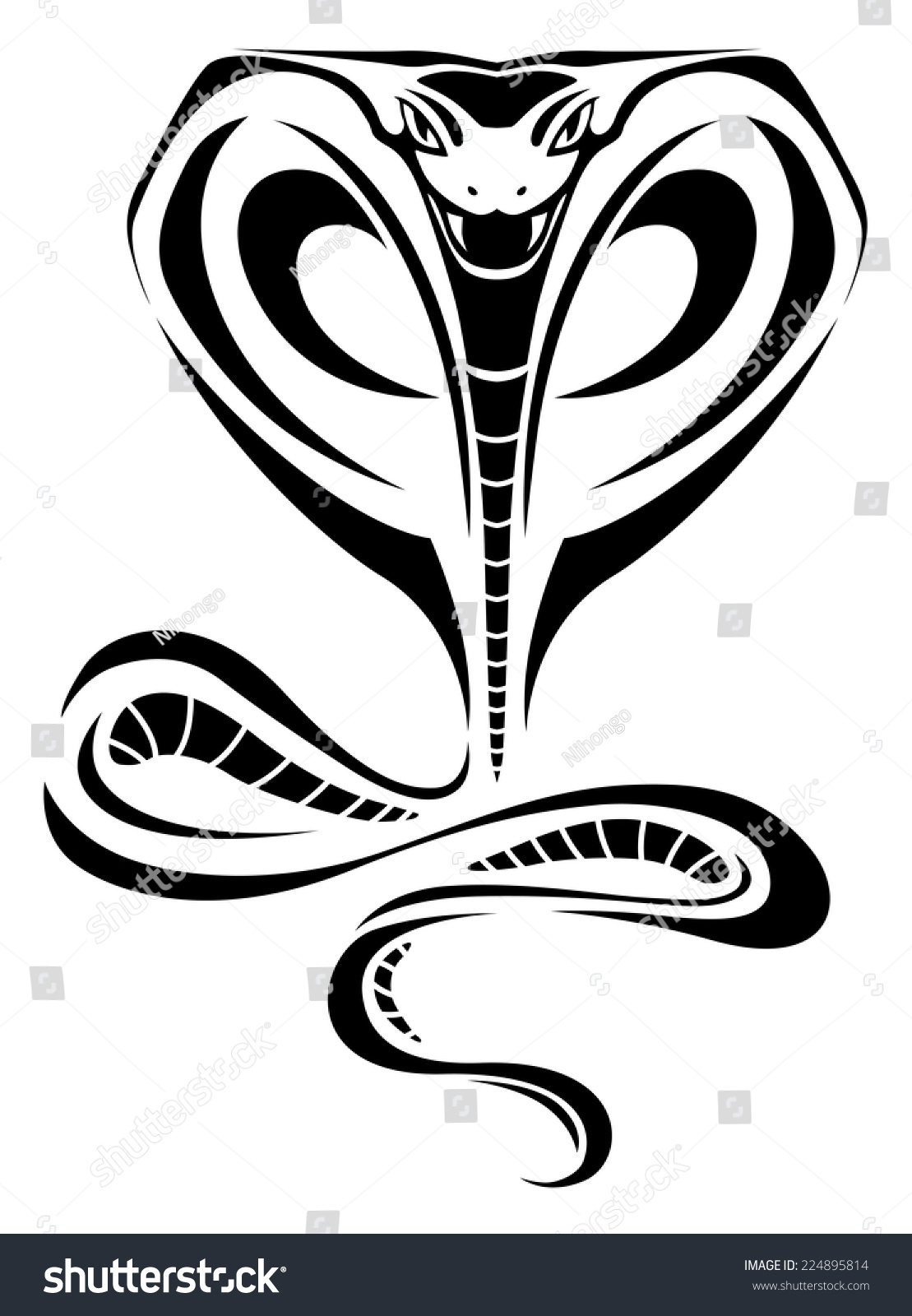 Black Silhouette Of Cobra For Tattoo Design Stock Vector Illustration ...