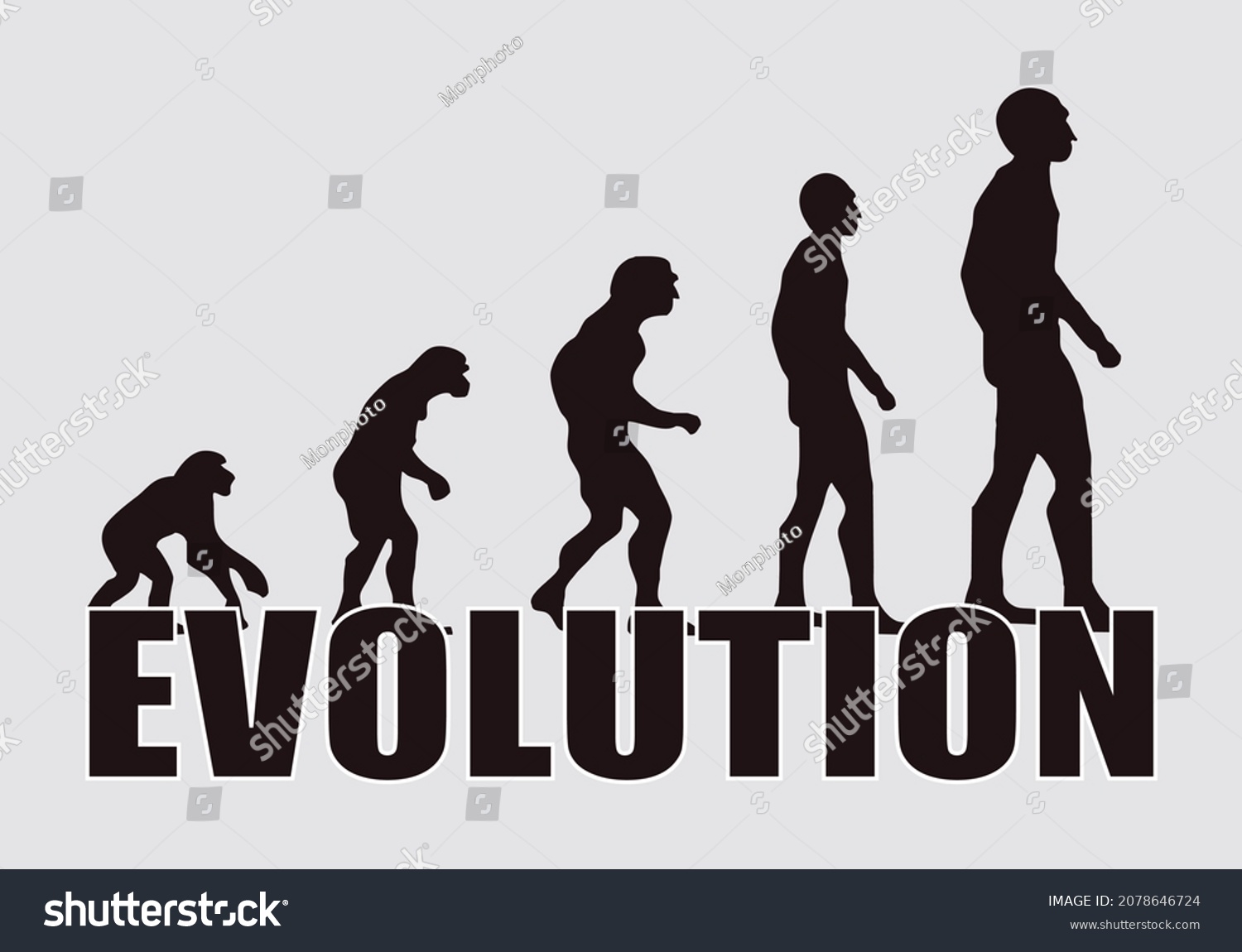 Black Silhouette Human Evolution Stock Vector (royalty Free) 2078646724