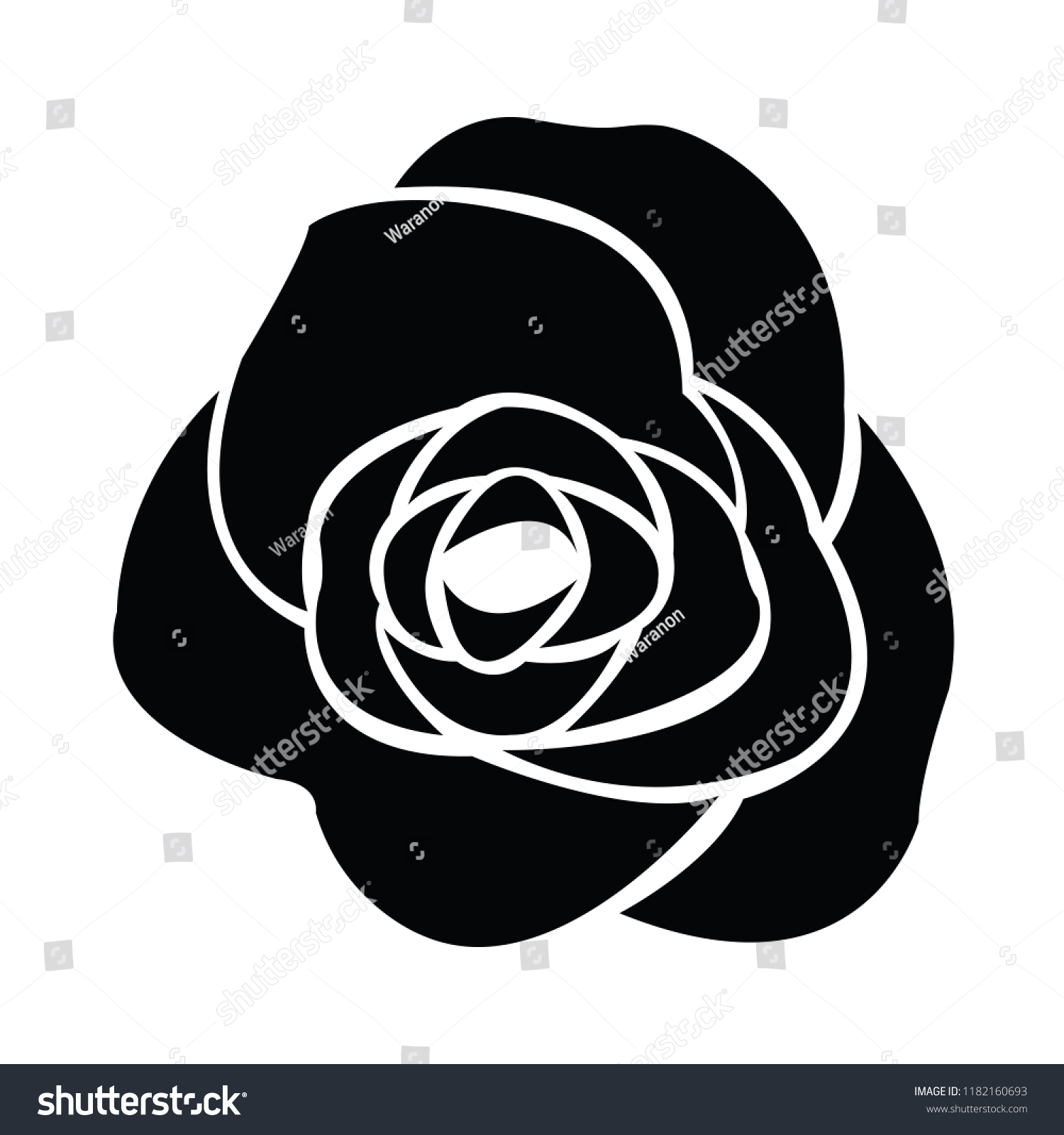 Black Silhouette Rose Vector De Stock Libre De Regalías 1182160693 Shutterstock 0037