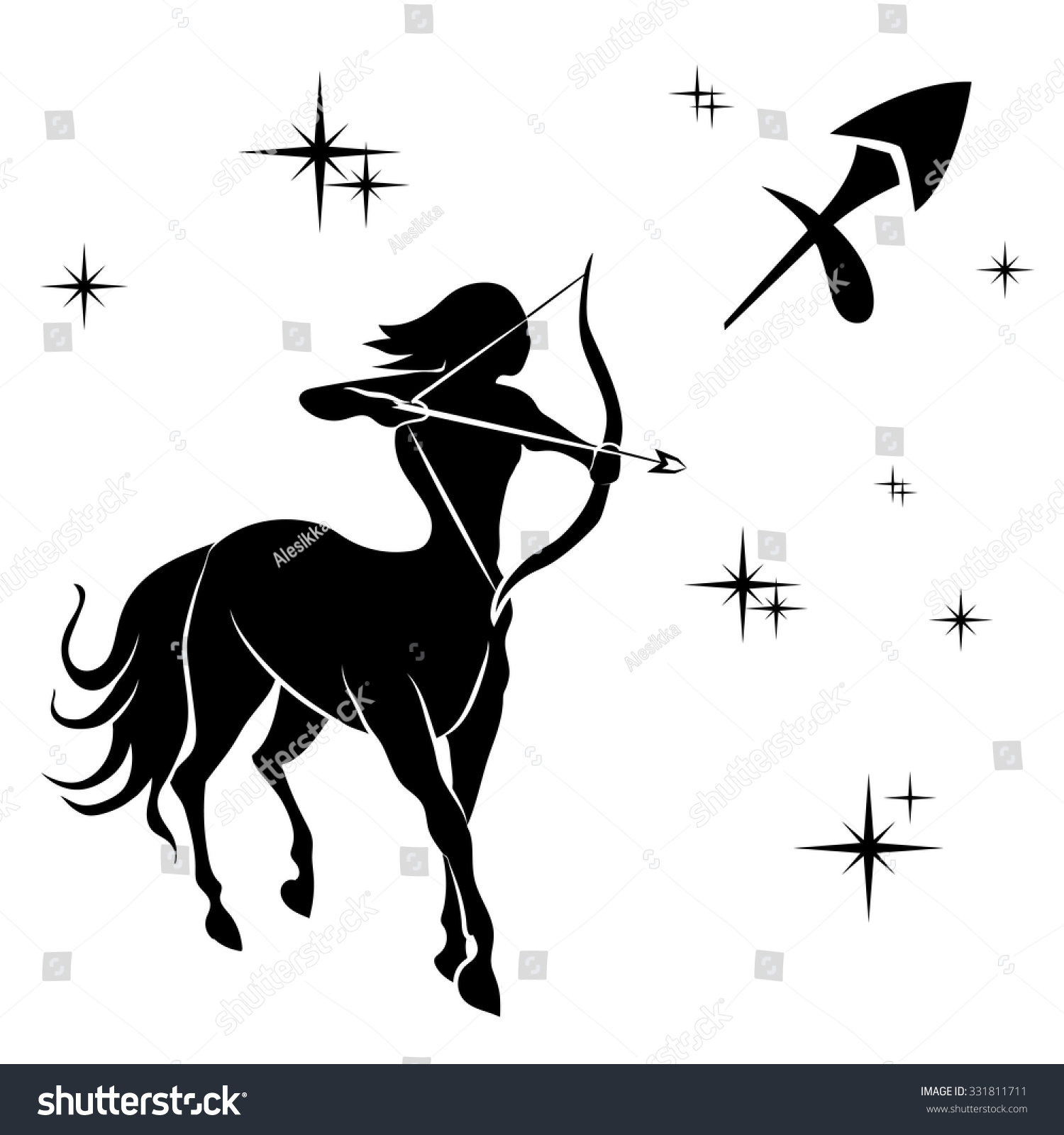 Black Silhouette Of Sagittarius Are On White Background. Vector ...