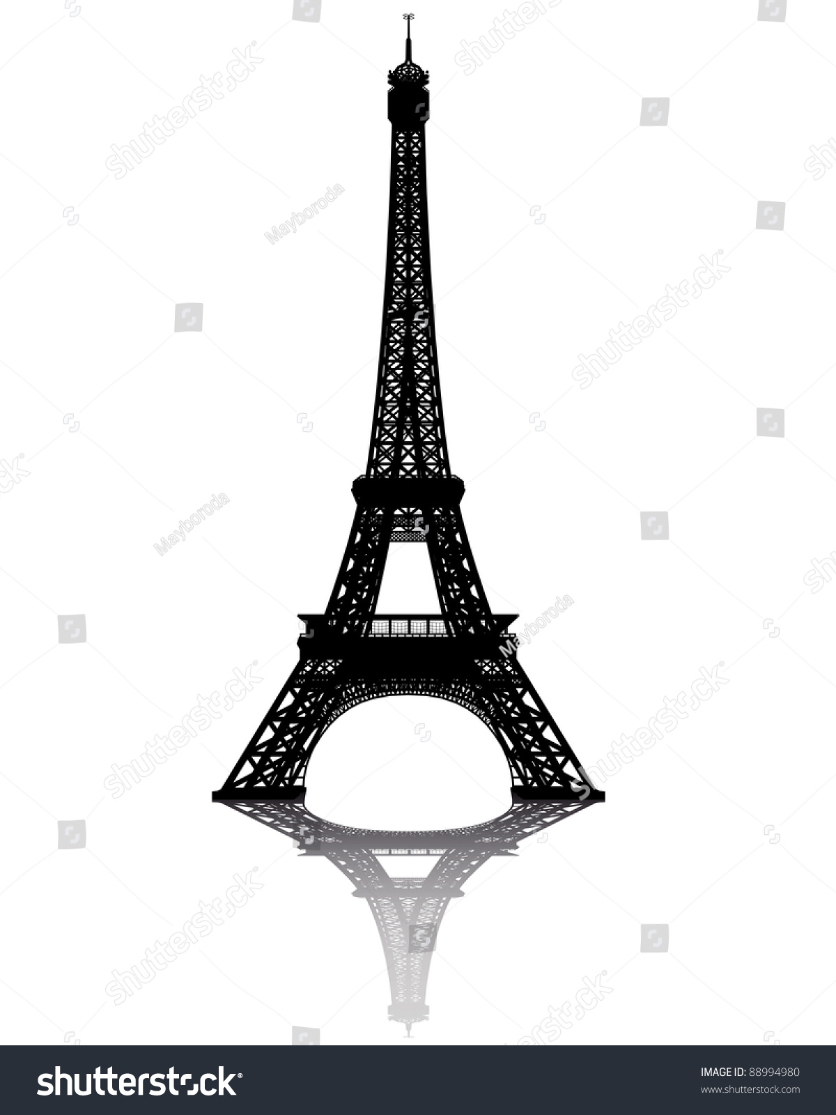 Black Silhouette Of The Eiffel Tower On A White Background Stock Vector