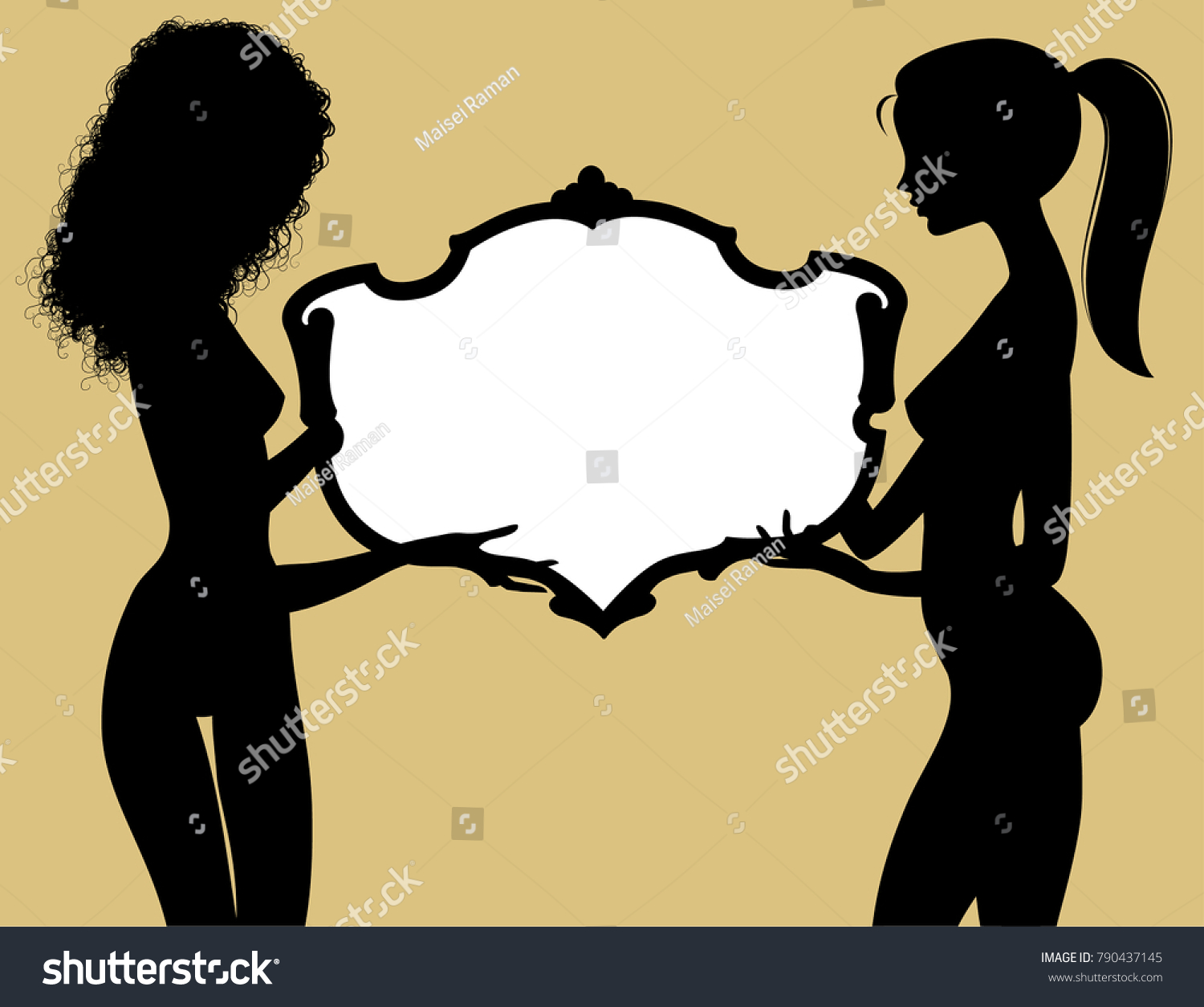 Black Silhouette Two Fine Naked Girls Stock Vector Royalty Free 790437145 Shutterstock 1934