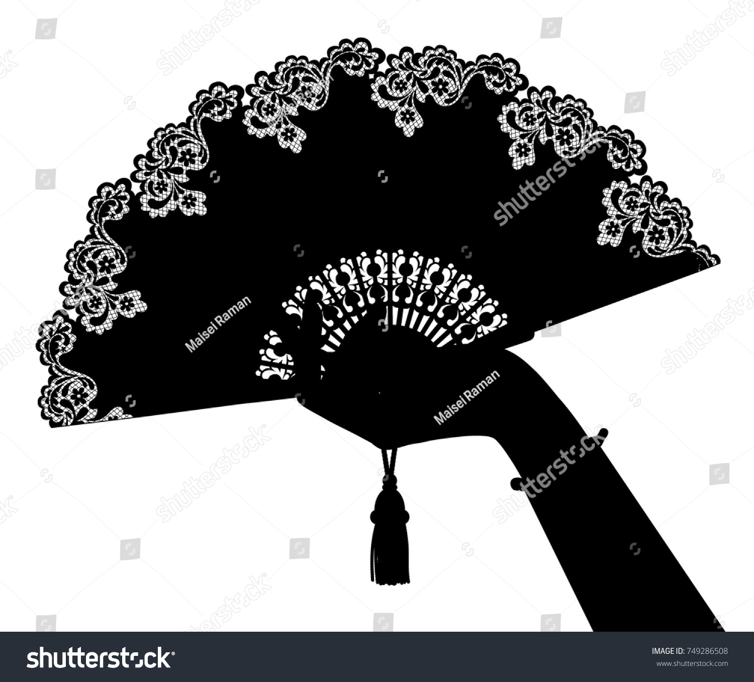 Download Black Silhouette Womans Hand Open Fan Stock Vector ...