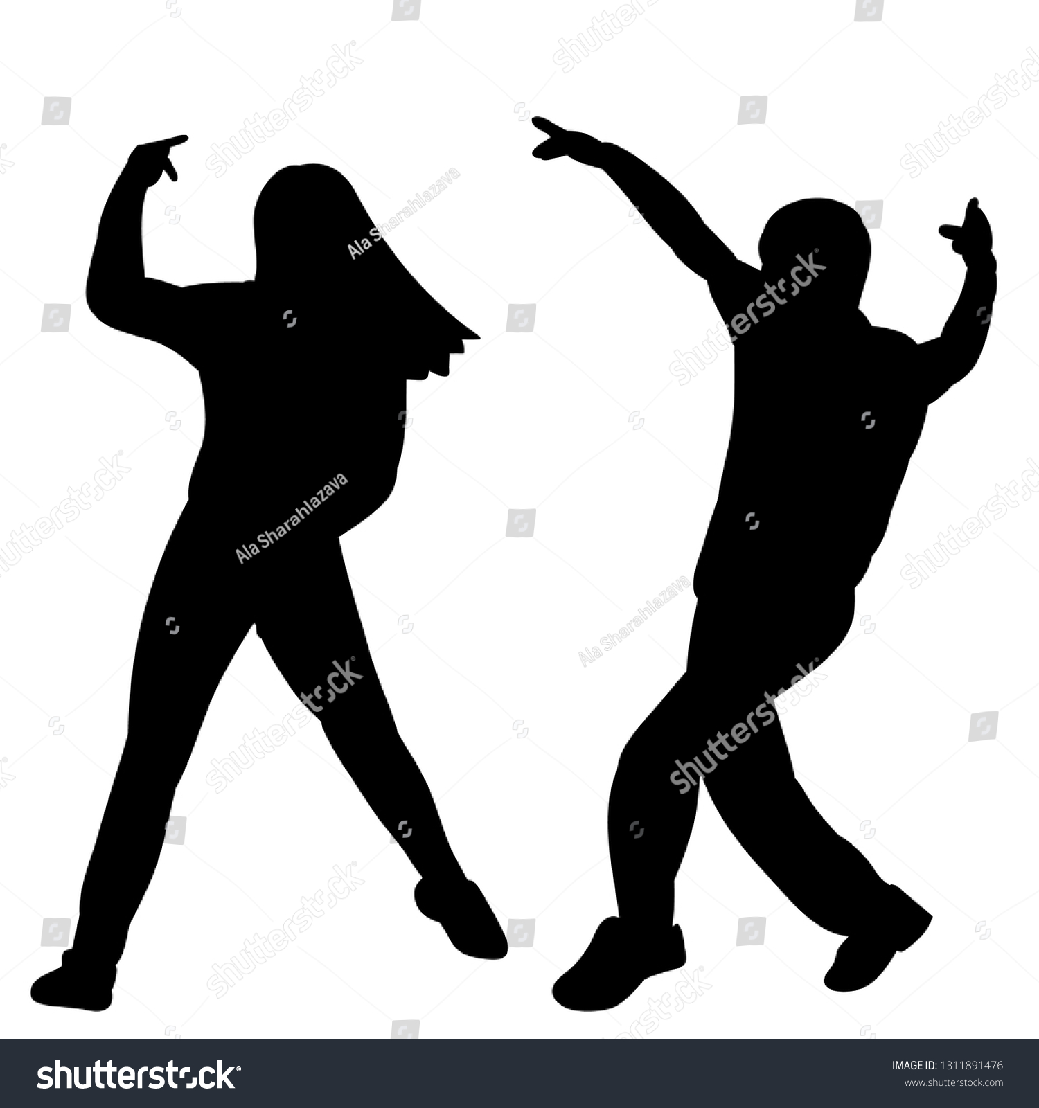 Black Silhouette People Dancing Stock Vector (Royalty Free) 1311891476 ...