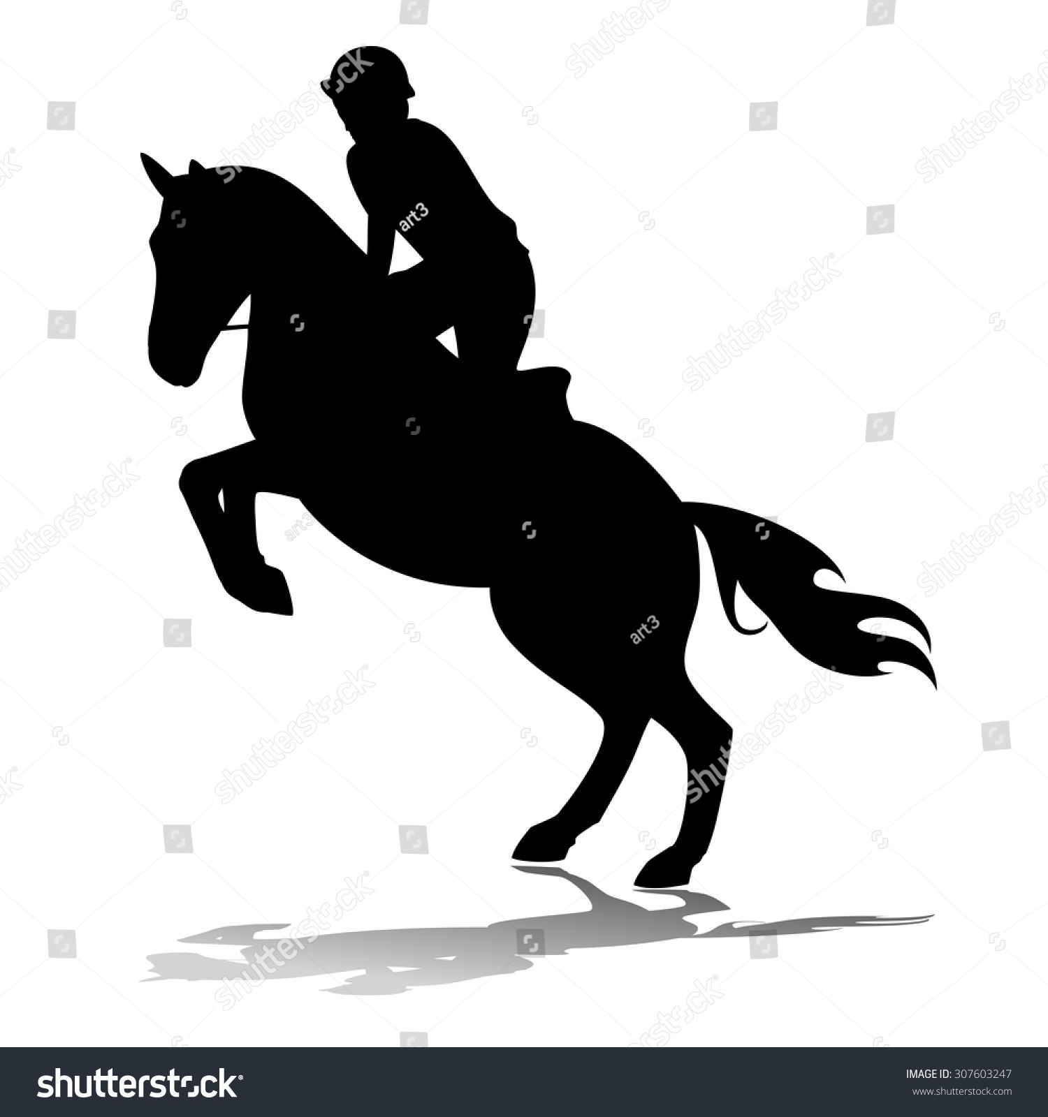 Black Silhouette Rider On Horse White Stock Vector (Royalty Free) 307603247