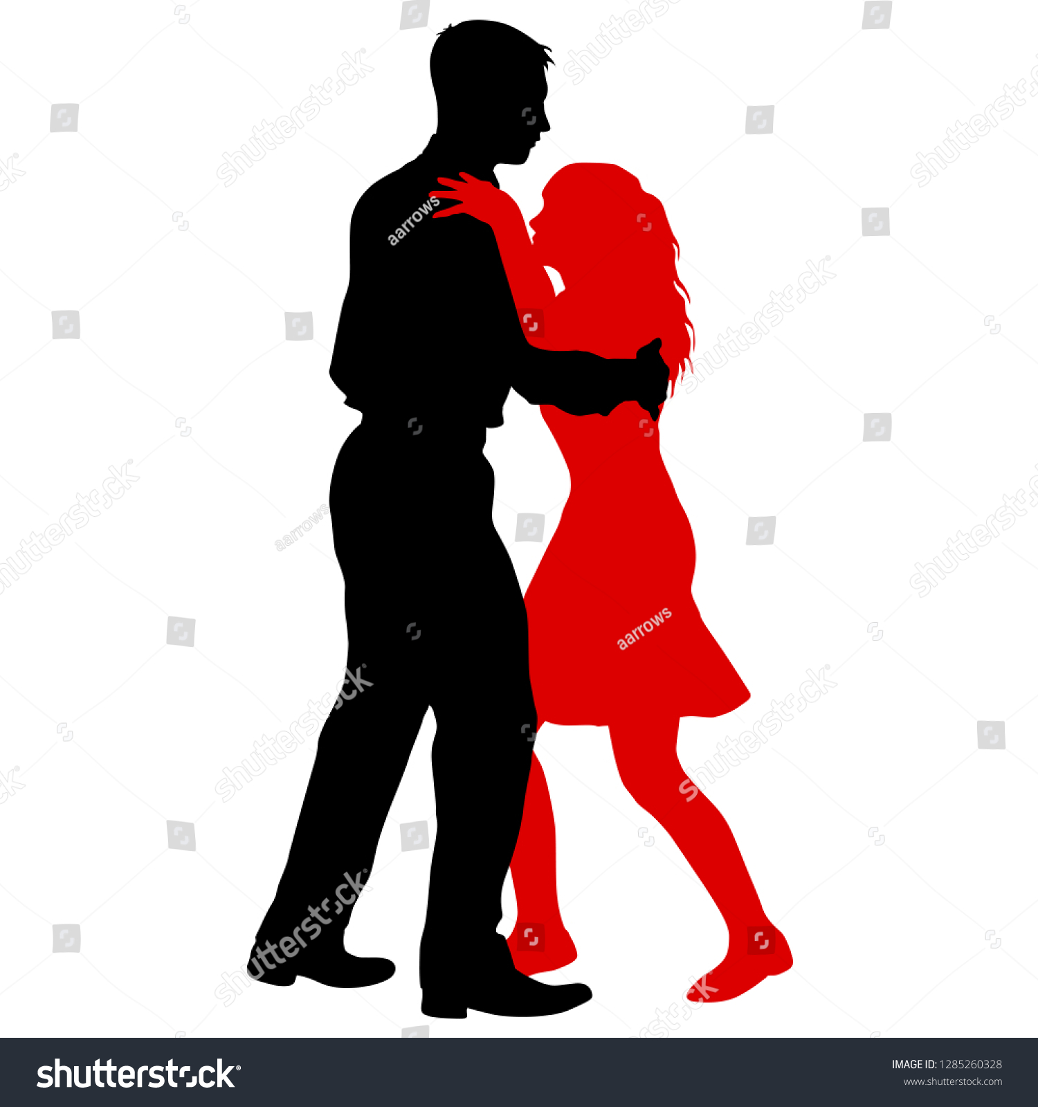 Black Silhouettes Dancing Man Woman On Stock Vector Royalty Free 1285260328 1709