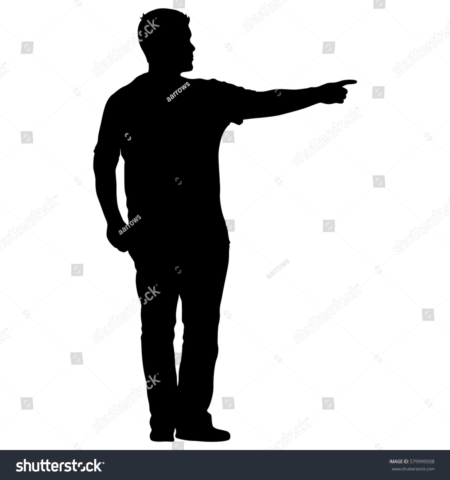 Black Silhouettes Man On White Background Stock Vector 579999508