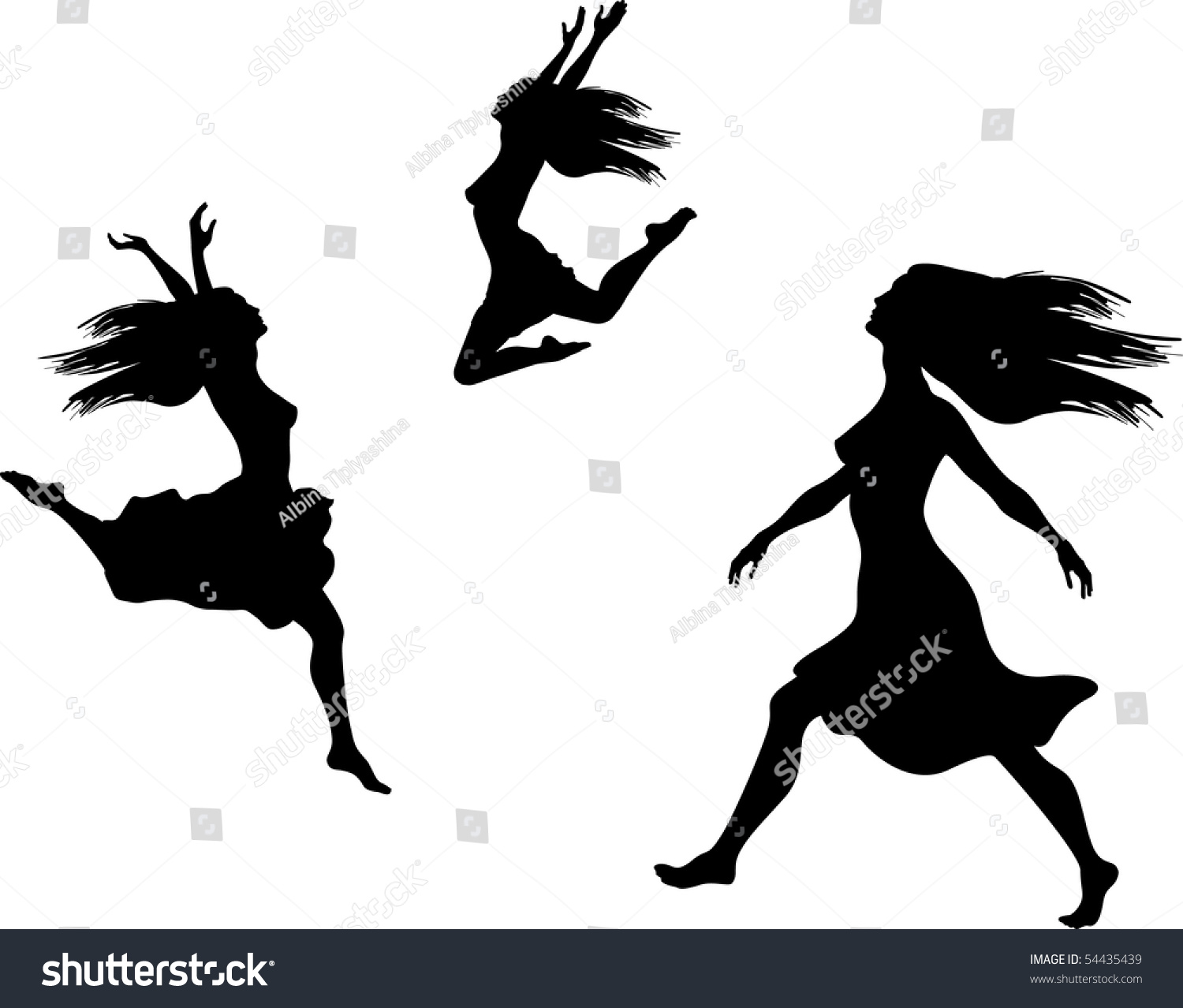 Black Silhouettes Beautiful Woman On White Stock Vector 54435439 ...