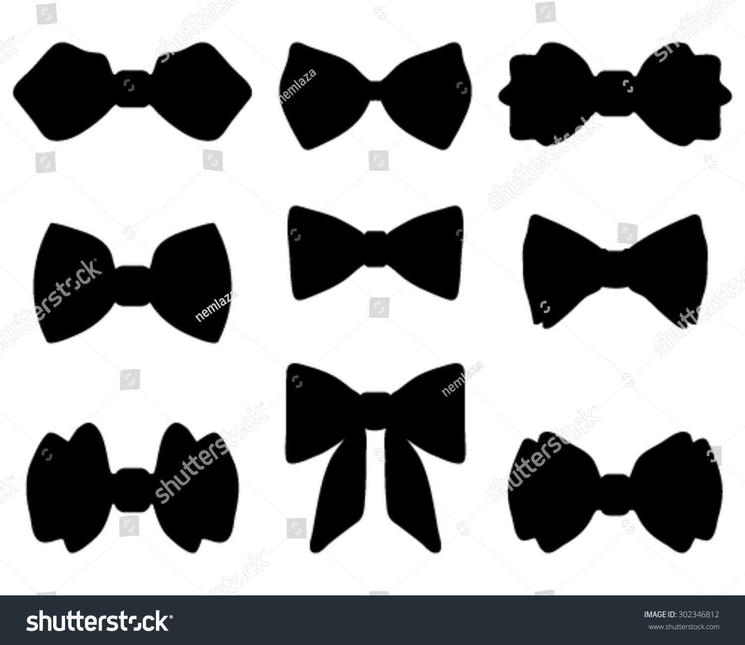 Black Silhouettes Bow Ties Vector Stock Vector (Royalty Free) 302346812 ...