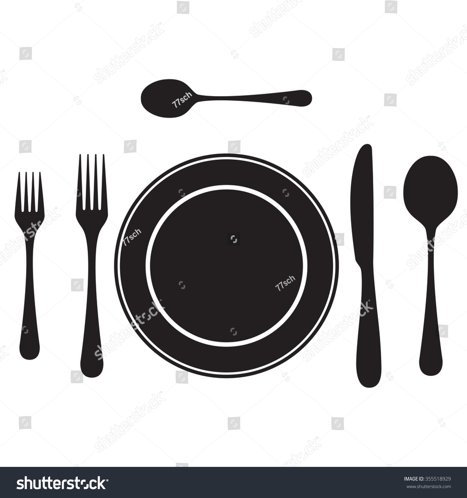 Black Silhouettes Cutlery Tableware Table Setting Stock Vector (2018 ... Black Silhouettes Cutlery Tableware Table Setting Stock Vector (2018 ...