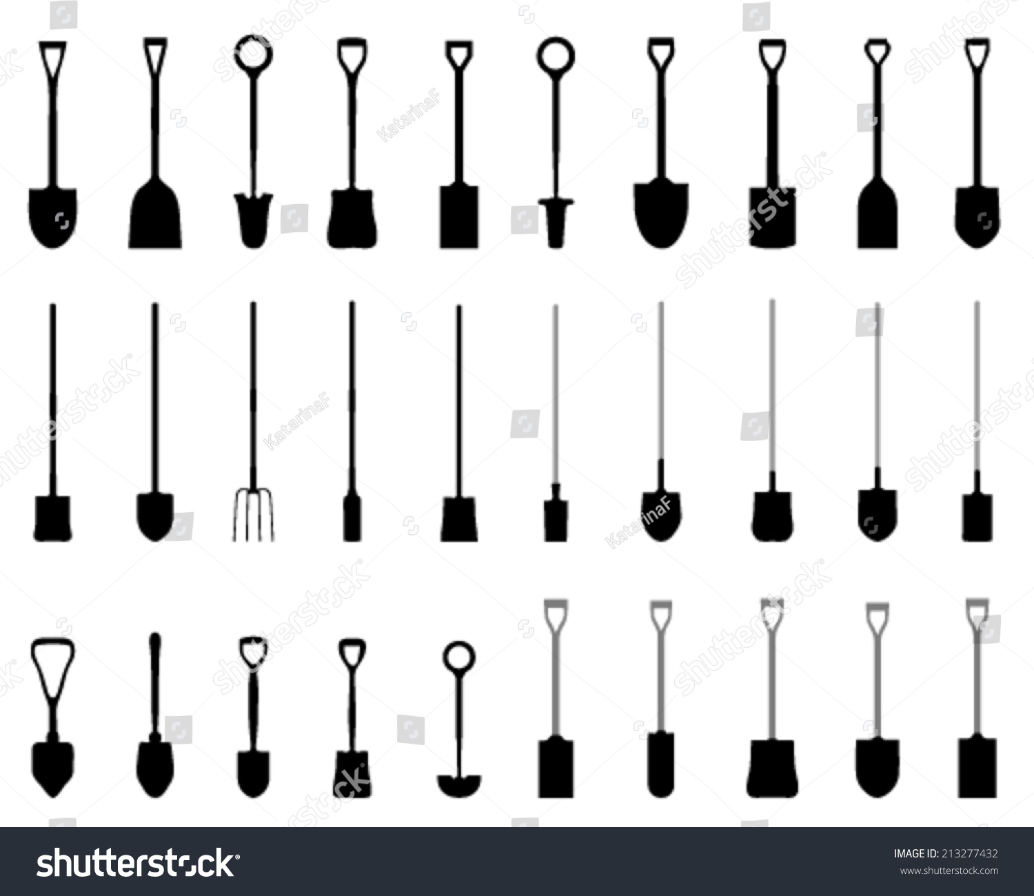 Black Silhouettes Shovel Vector Stock Vector (Royalty Free) 213277432