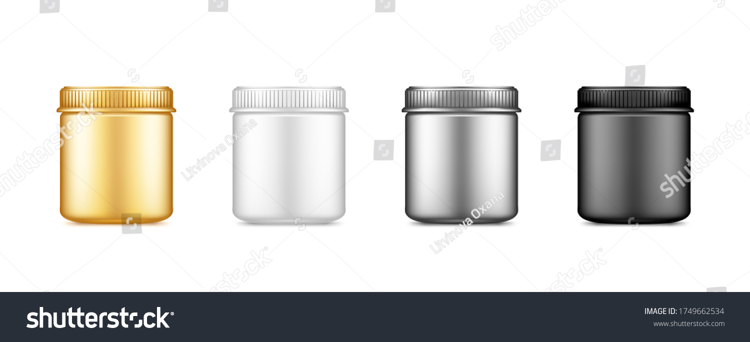 Download Black Silvergold White Plastic Jar Mockup Stock Vector Royalty Free 1749662534