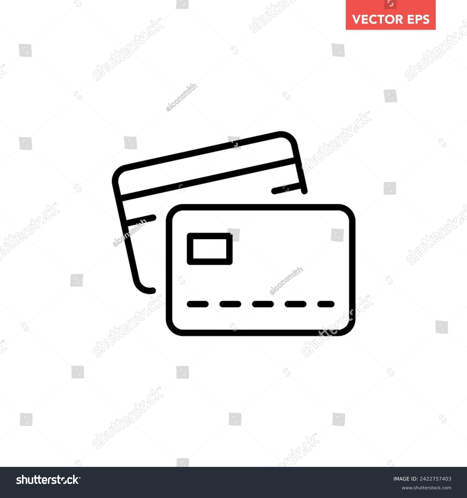 SVG of Black single multi credit cards line icon, simple financial transaction flat design infographic pictogram vector, app logo web button ui ux interface elements isolated on white background svg