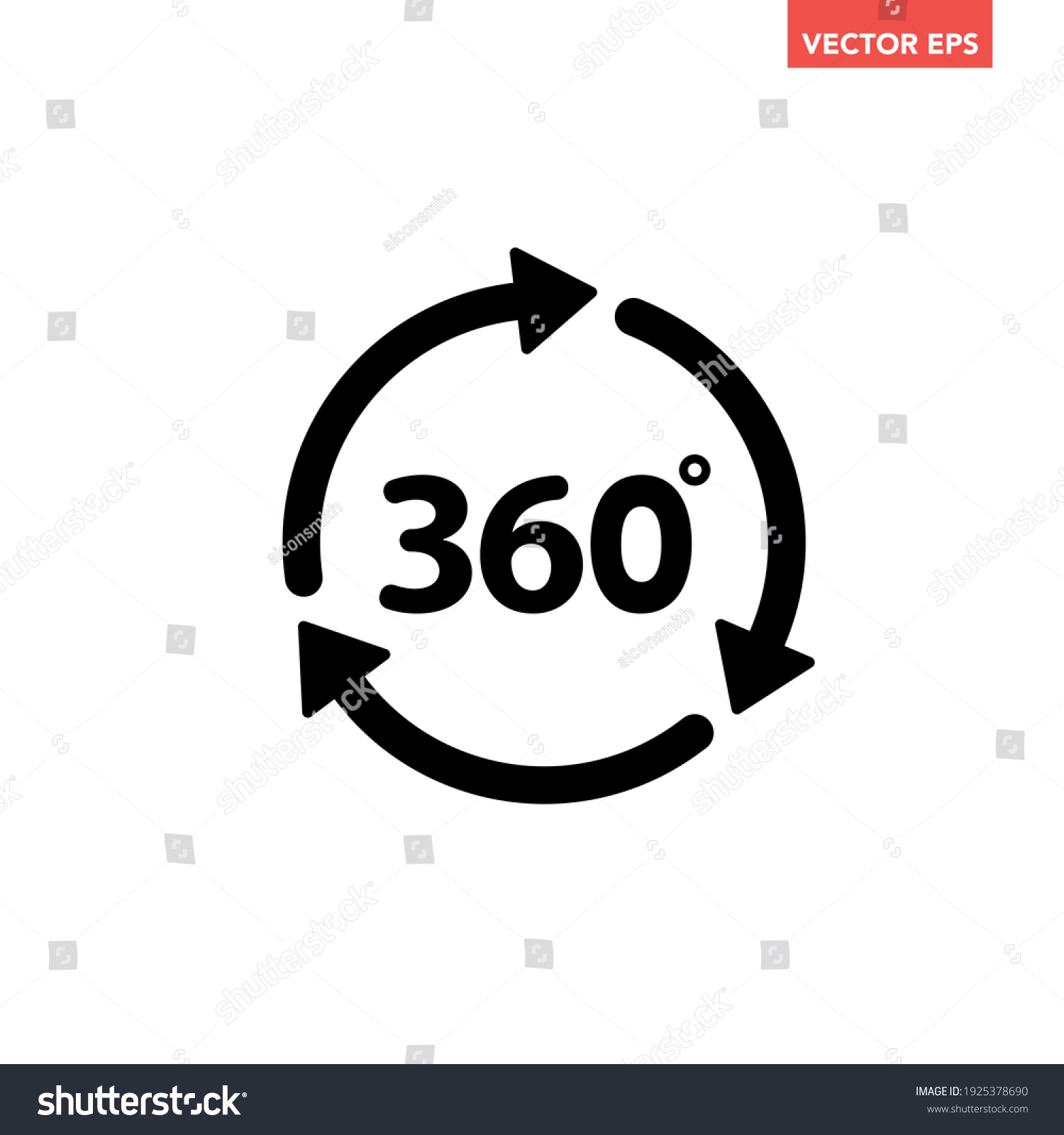 Black Single Round 360 Degrees Icon Stock Vector (Royalty Free ...