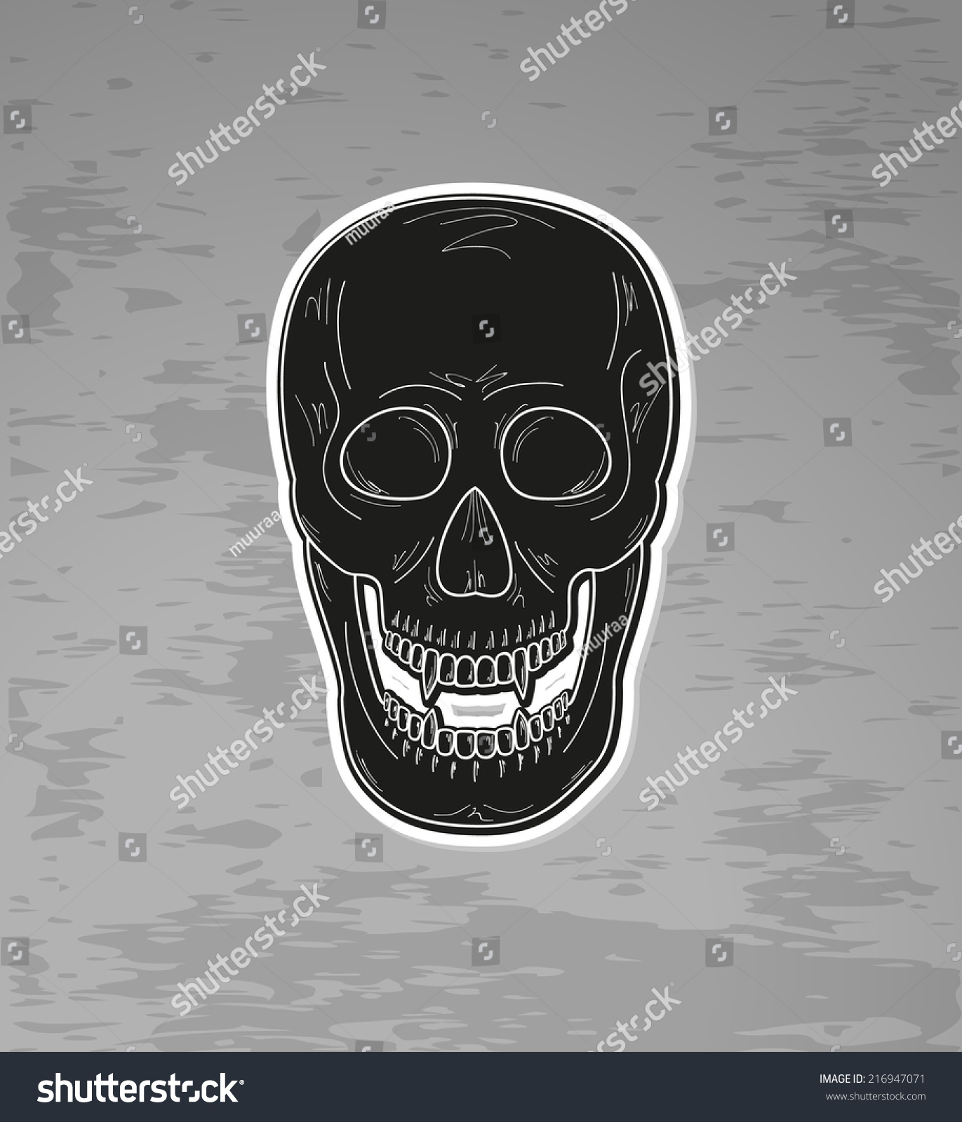 Black Skull Vampire Teeth On Dark Stock Vector (Royalty Free) 216947071 ...