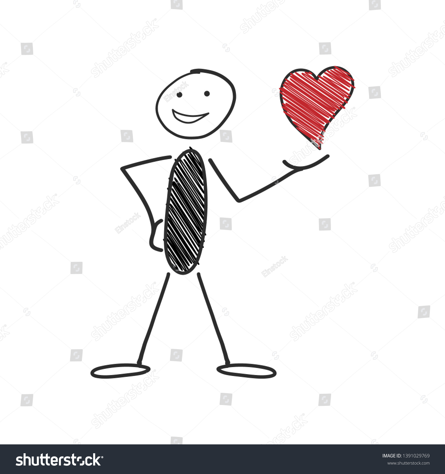 Black Stickman Heart Web Love Icon Stock Vector (Royalty Free ...