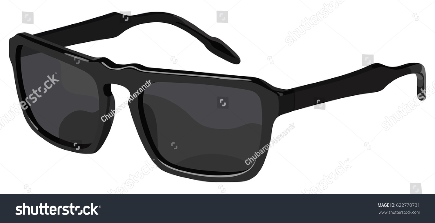 Black Sunglasses Side View On White Stock Vector Royalty Free 622770731 