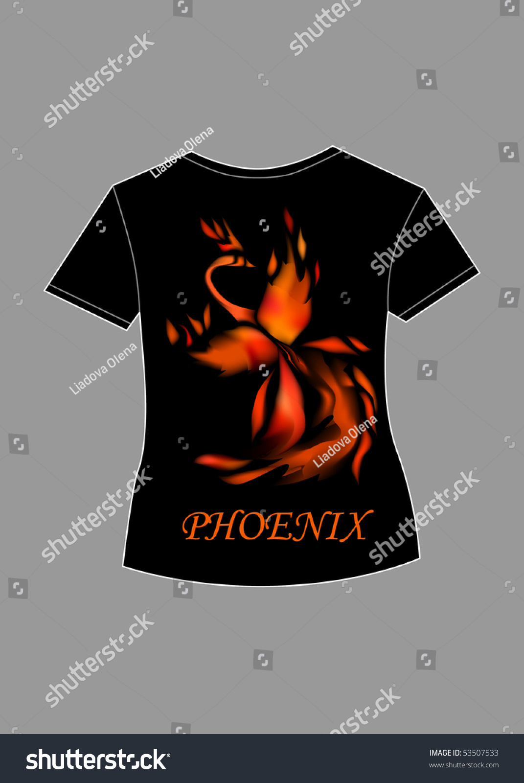 black t shirt orange print