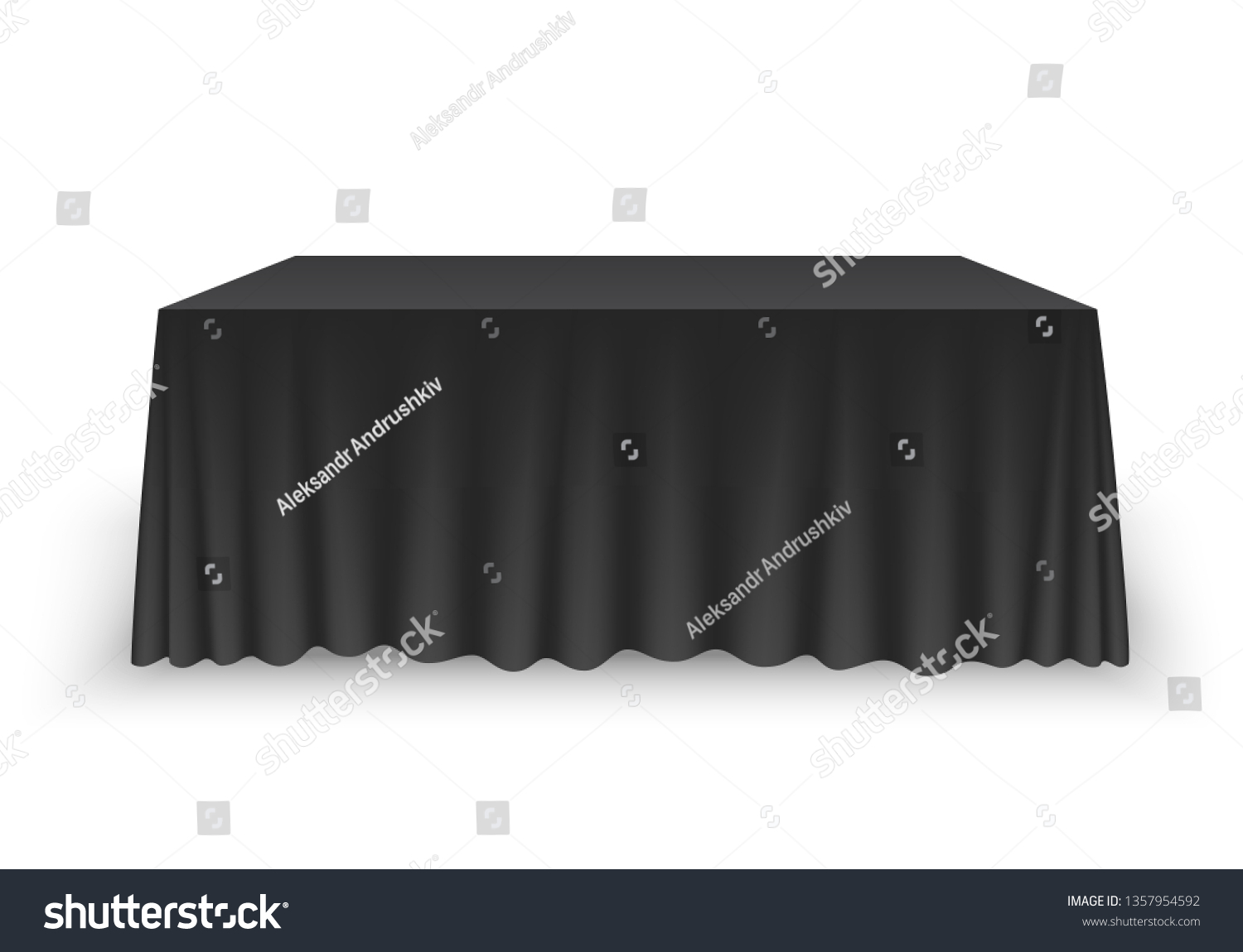 Download Black Tablecloth On Table Empty Mockup Stock Vector Royalty Free 1357954592