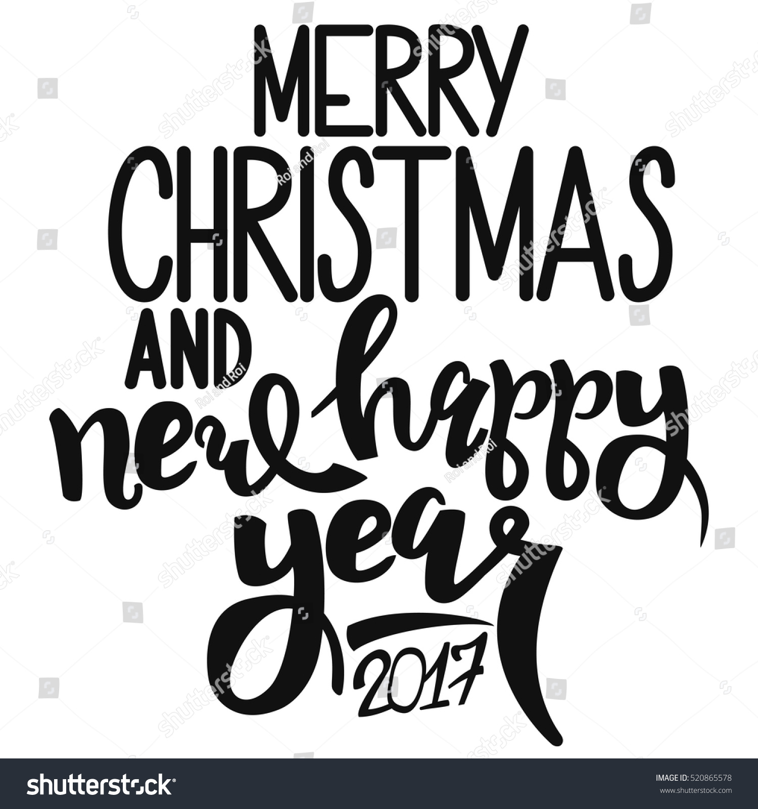 Black Text Merry Christmas Happy New Stock Vector 520865578 - Shutterstock