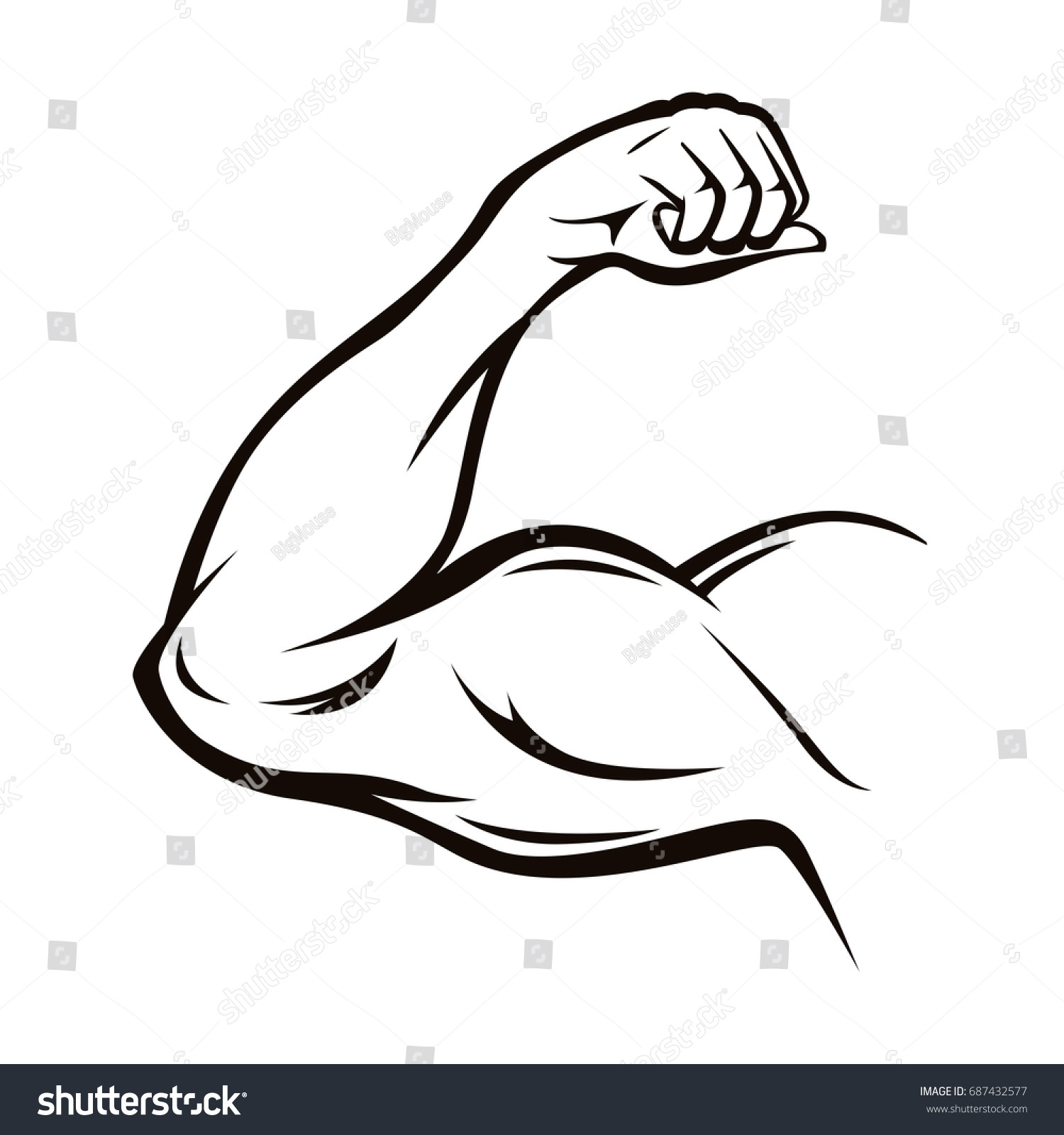 Black Thin Line Strong Male Arm Stock Vector 687432577 ...